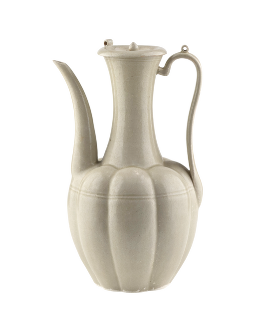 Rare Cream-Glazed Ding Ewer And Cover, Five Dynasties-Song