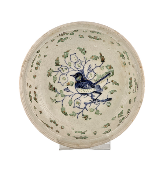 Rare Annamese Stoneware with underglaze Blue and Painted Green, 15-16th Century Vietnam