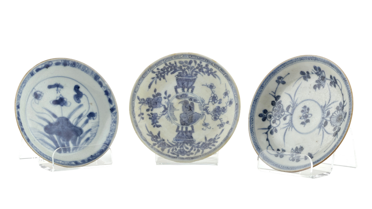 Three Blue And White 'Floral' Saucers Circa 1725, Qing Dynasty, Yongzheng Reign