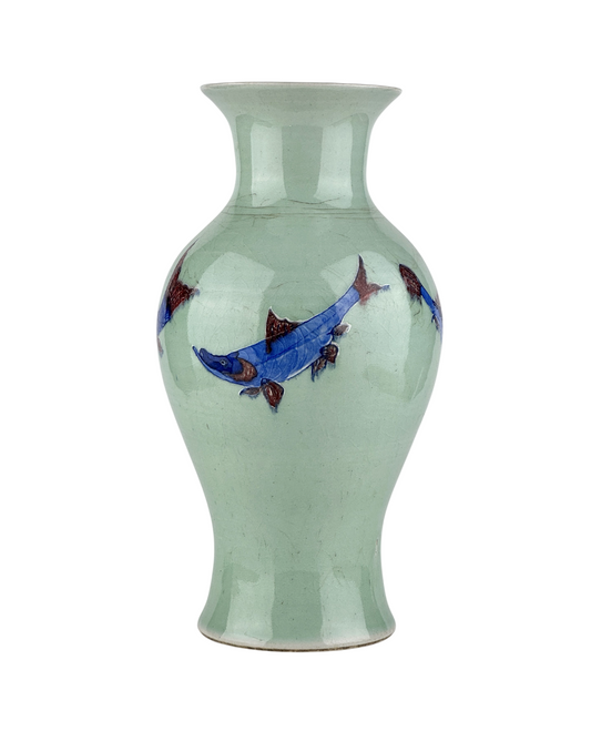 Underglaze Blue and Copper Red Yuhuchunping, Late Qing Period