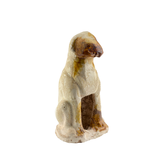 AMBER-GLAZED POTTERY FIGURE OF DOG, TANG-LIAO DYNASTY (7-12TH CENTURY)