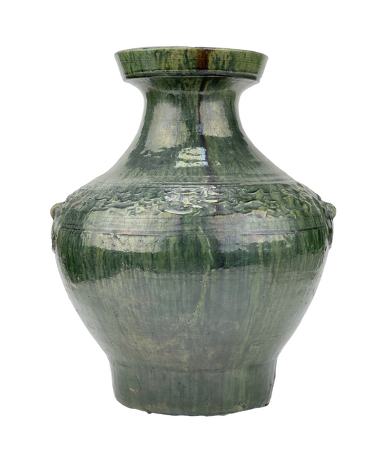 Hu vase with green glaze, Han Dynasty