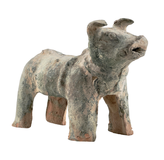 Green Glazed Red Pottery Figure of Dog, Han dynasty (206 BC-220 AD)