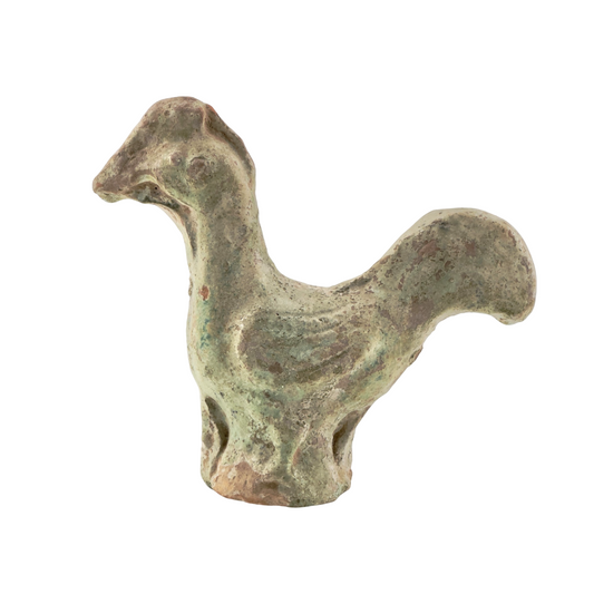 Green Glazed Pottery Figure of Rooster, Han dynasty (206 BC-220 AD)