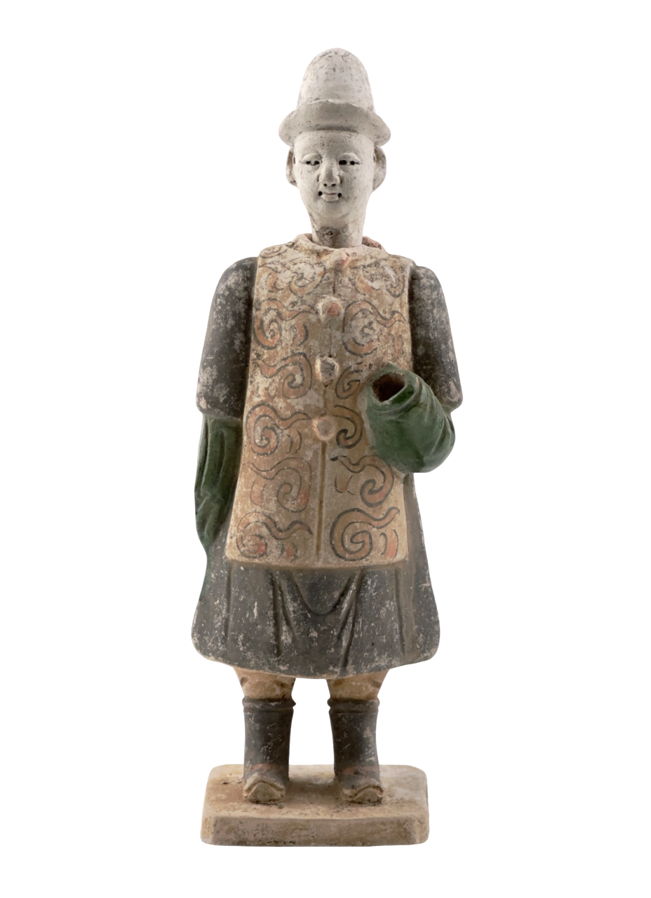 Rare Figure of an Attendant Wearing Swirling Pattern Vest, Ming Dynasty(1368-1644)