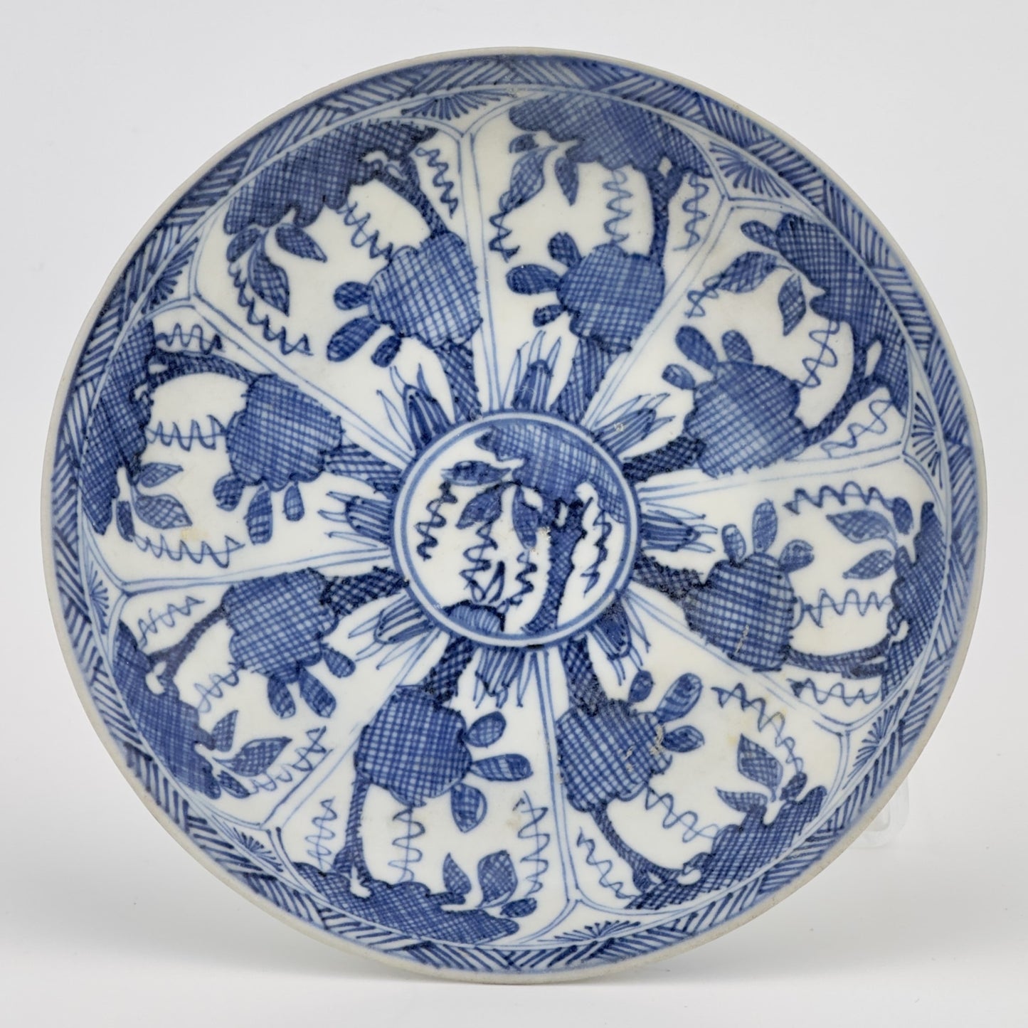 Blue and White Mid-Size Saucer, Qing Dynasty, Kangxi Era, Circa 1690