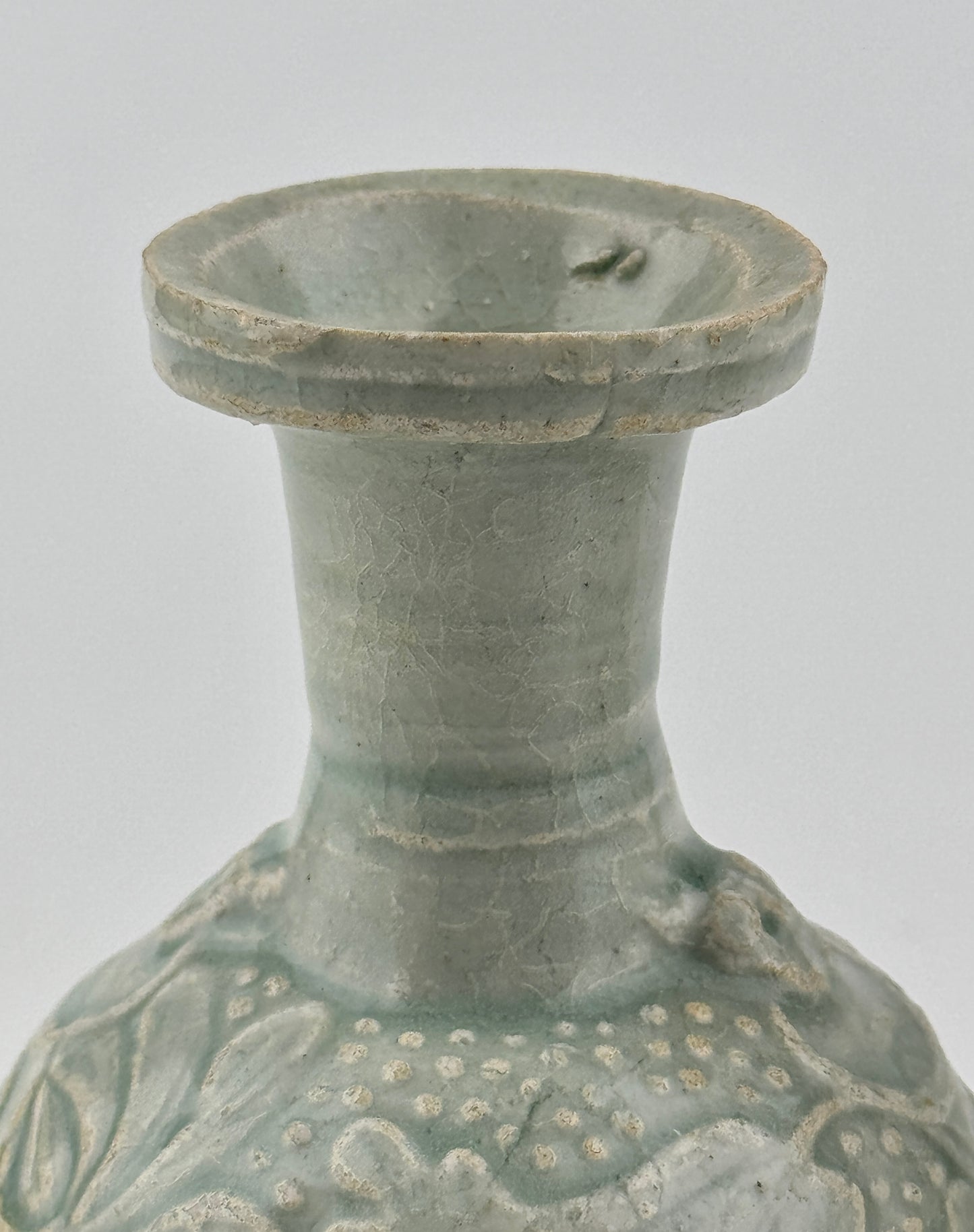 Two white ware vases with flower design, Yuan Dynasty, 14th century