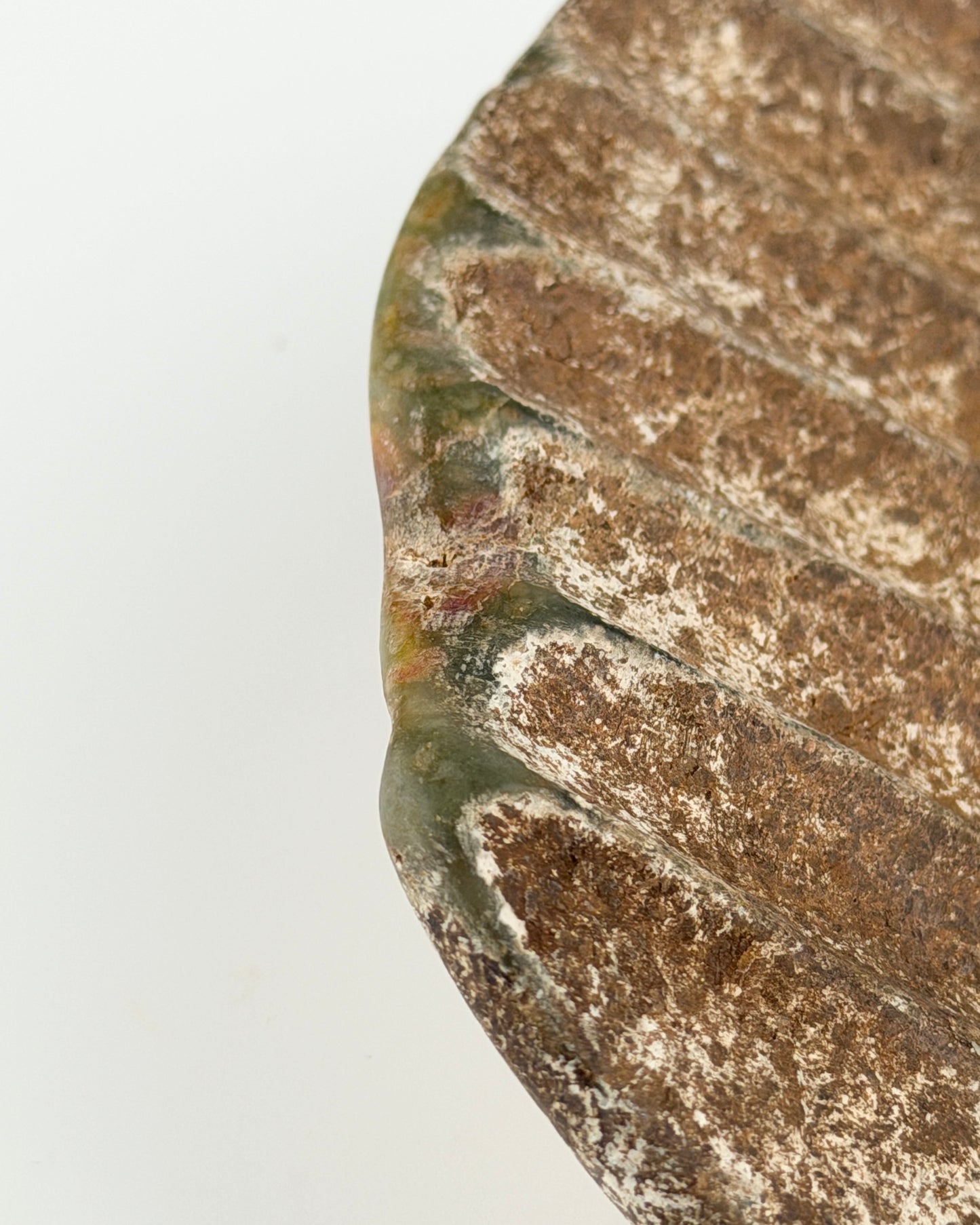 Rare Calcified Jade Carving of 'Tortoise Shell' presumably Neolithic Period, Hongshan Culture