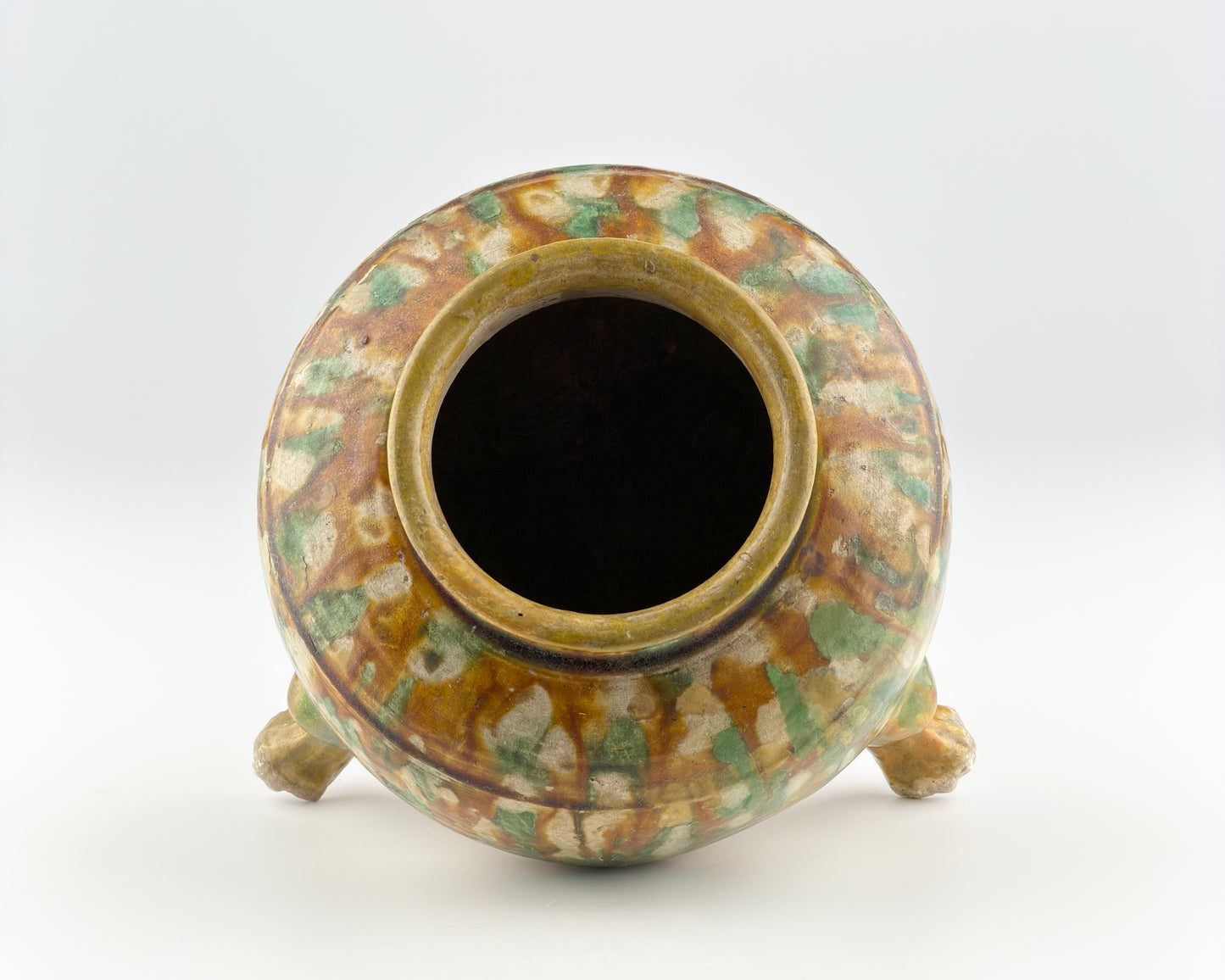 Sancai-Glazed Pottery Tripod Jar, Tang Dynasty