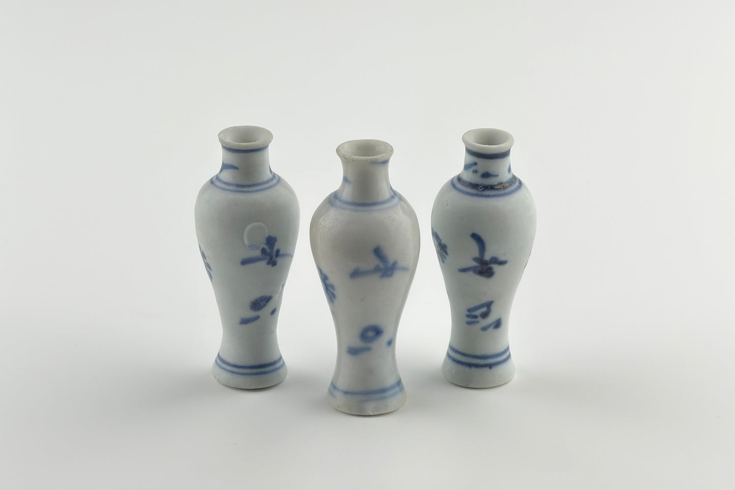 Three Blue and White Miniature Vases, C 1725, Qing Dynasty, Yongzheng Era