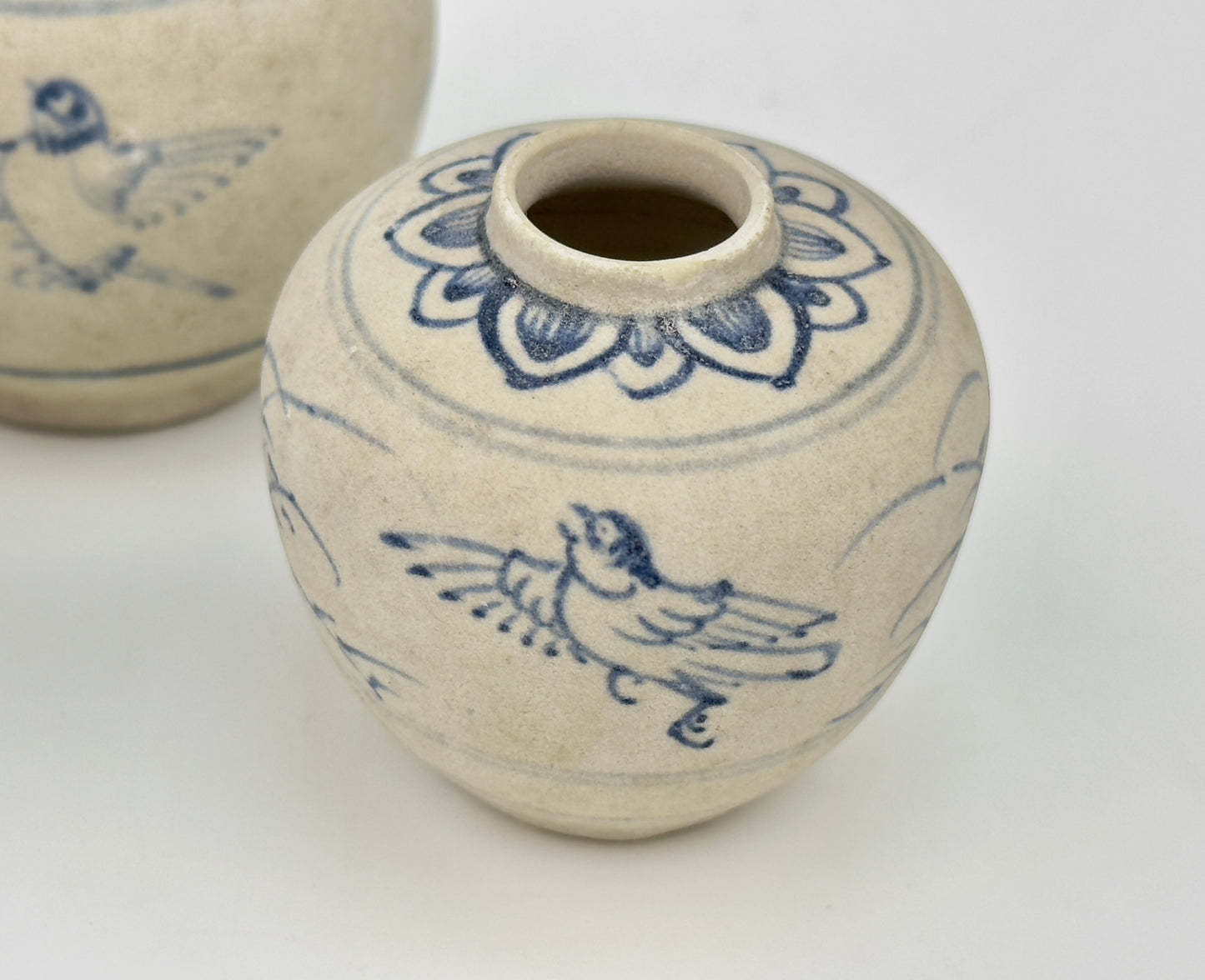 Three Annamese Small Jars with bird design, 15th century, Le Dynasty