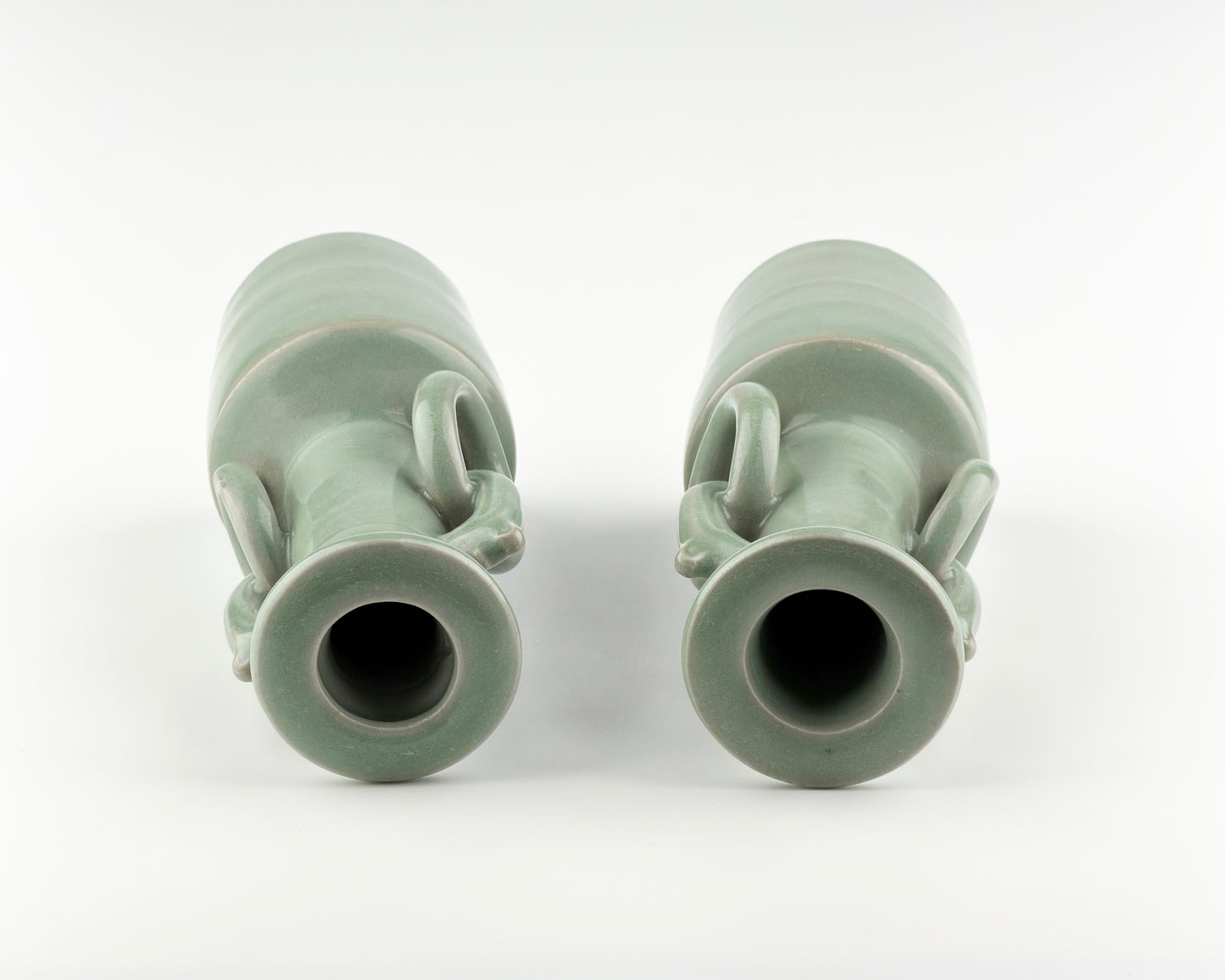 Pair of Celadon Vases with Double Handles, Song-Yuan Dynasty