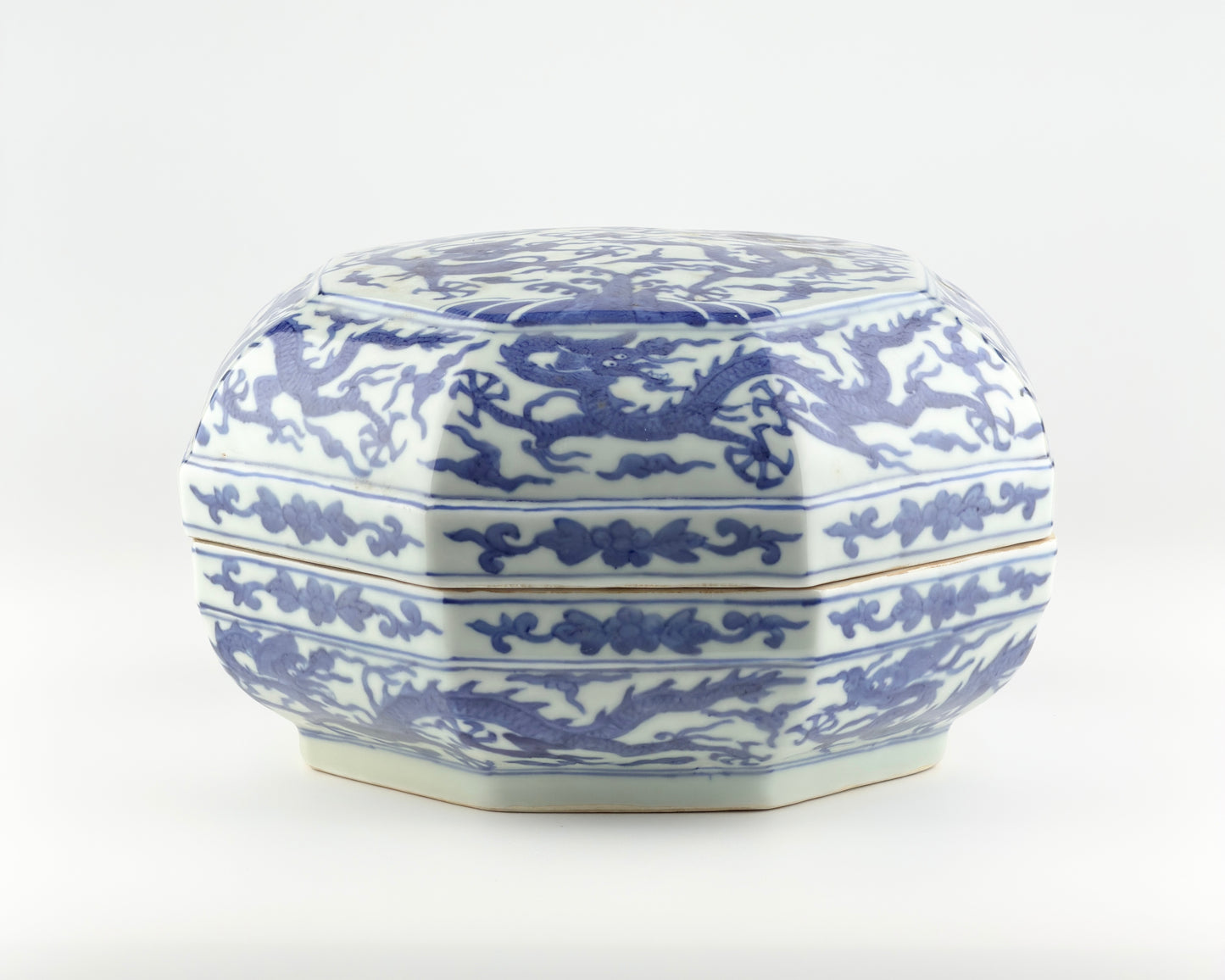 A Rare Blue And White Octagonal Box And Cover, Ming Dynasty Wanli Six-Character Mark And Period