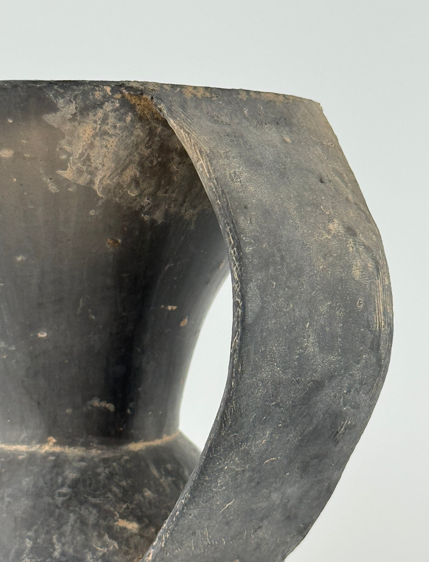 Double-handled Black Pottery Vessel
