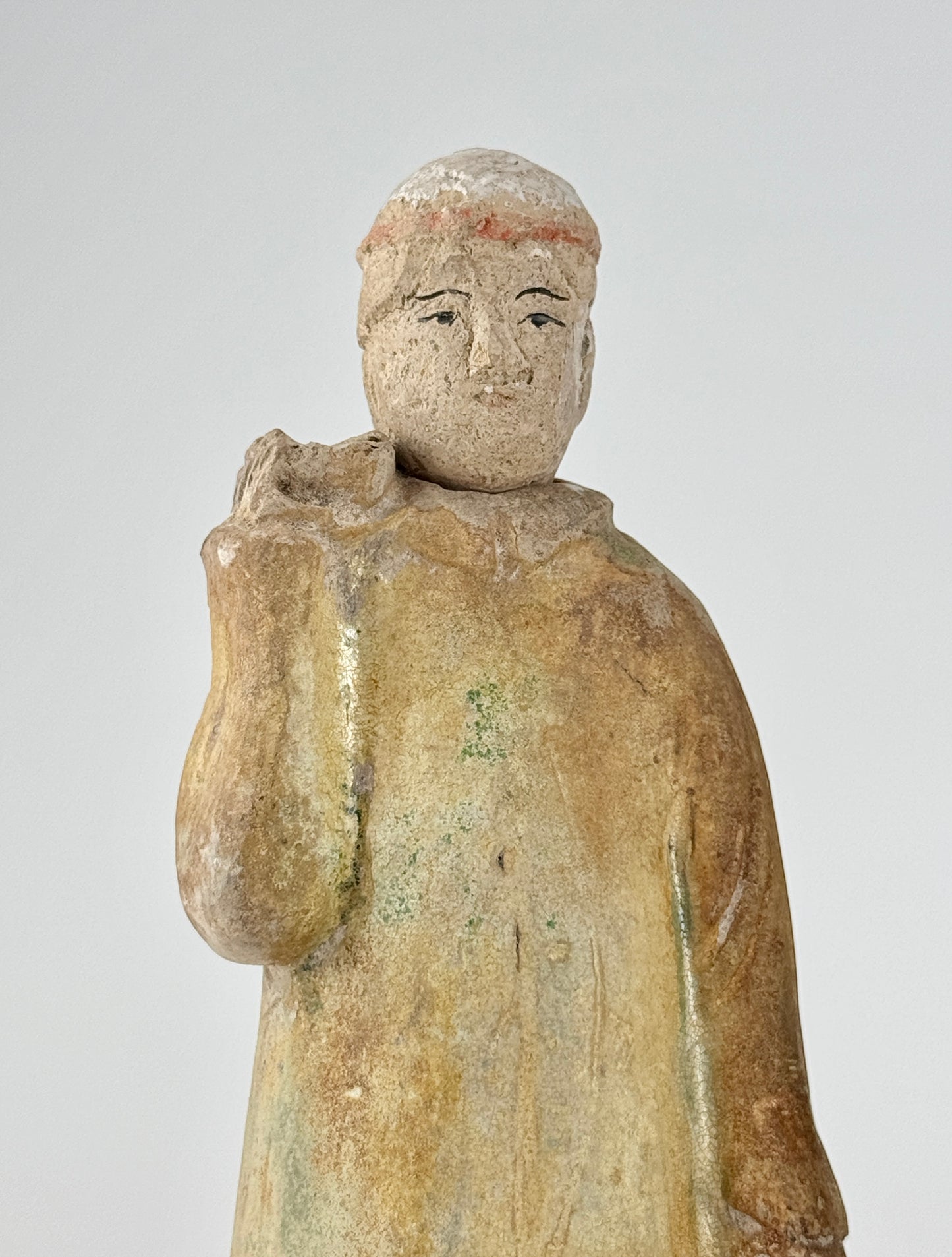 Standing Green Glazed Pottery Attendant Figures, Ming Period