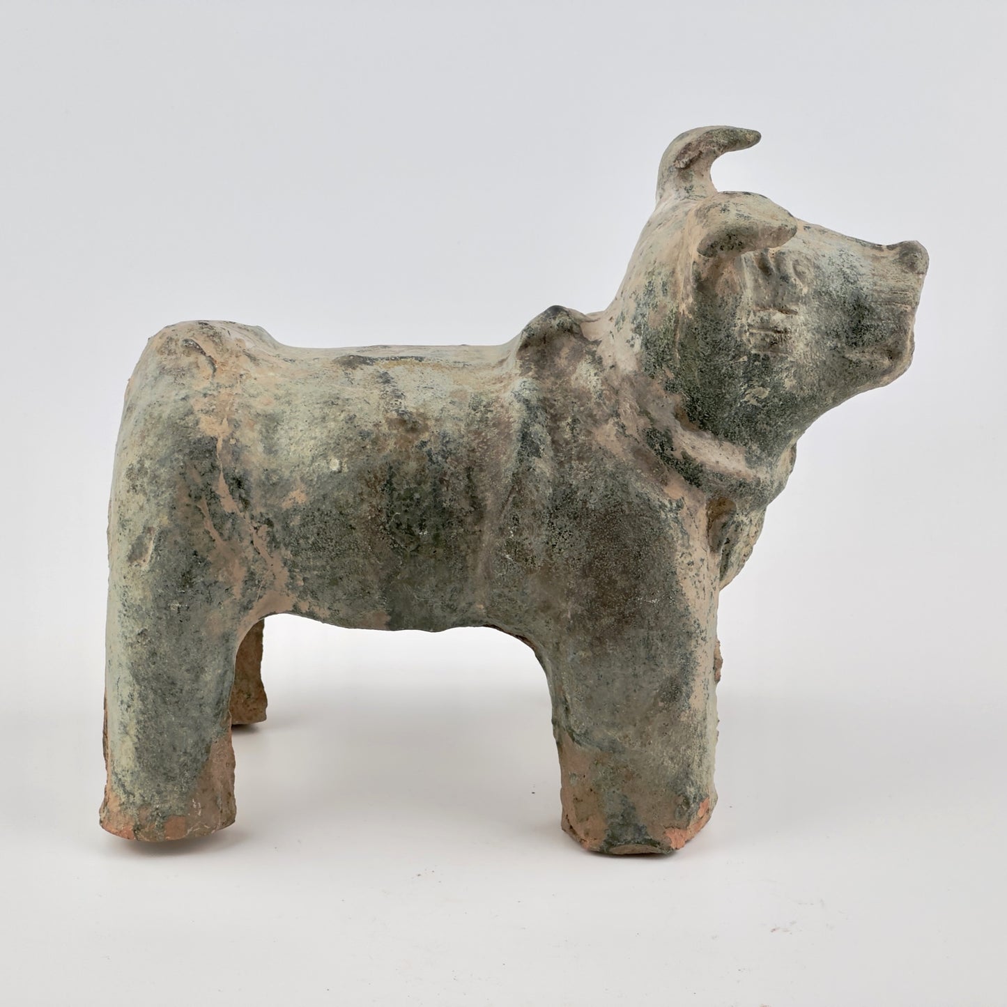 Green Glazed Red Pottery Figure of Dog, Han dynasty (206 BC-220 AD)