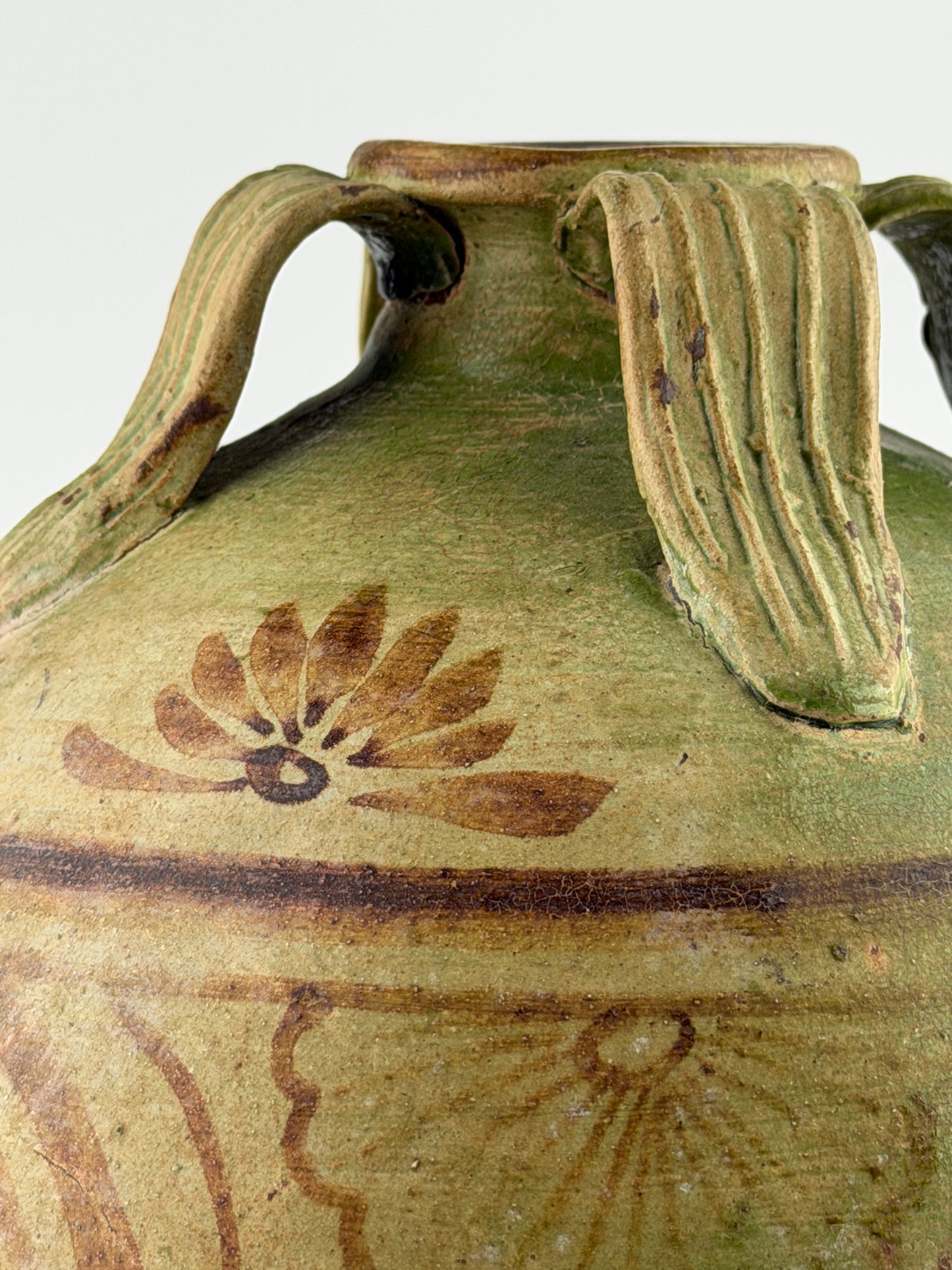 Rare Green-glazed Pottery Amphora with Brown glazed Phoenix, Liao Dynasty