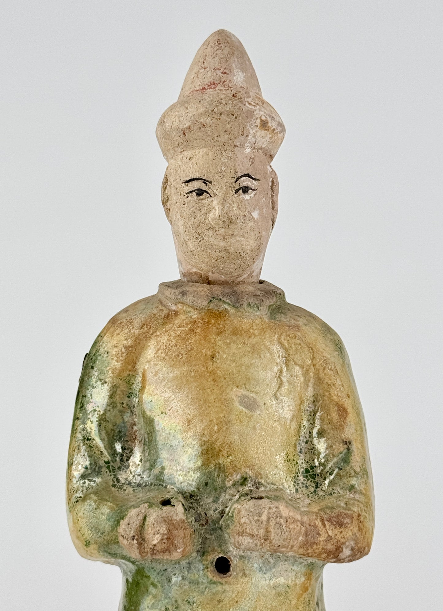 Standing Green Glazed Pottery Attendant Figures, Ming Period