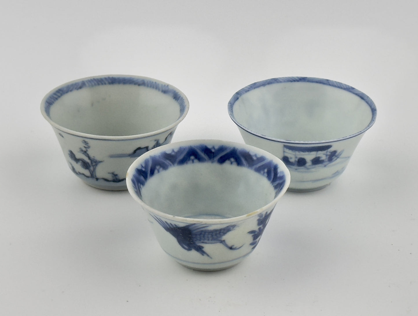 Three Chinoiserie Teabowl Set Circa 1725, Qing Dynasty, Yongzheng Reign