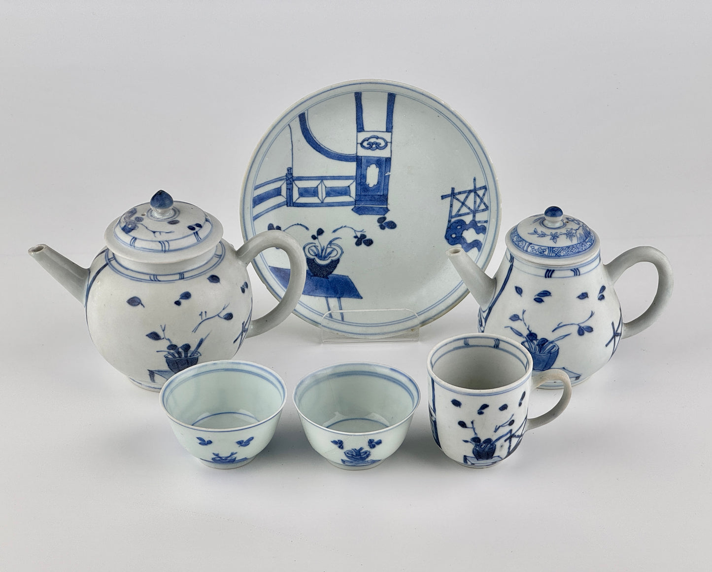 Imari Pavilion Pattern Blue And White Tea Set C 1725, Qing Dynasty, Yongzheng Reign