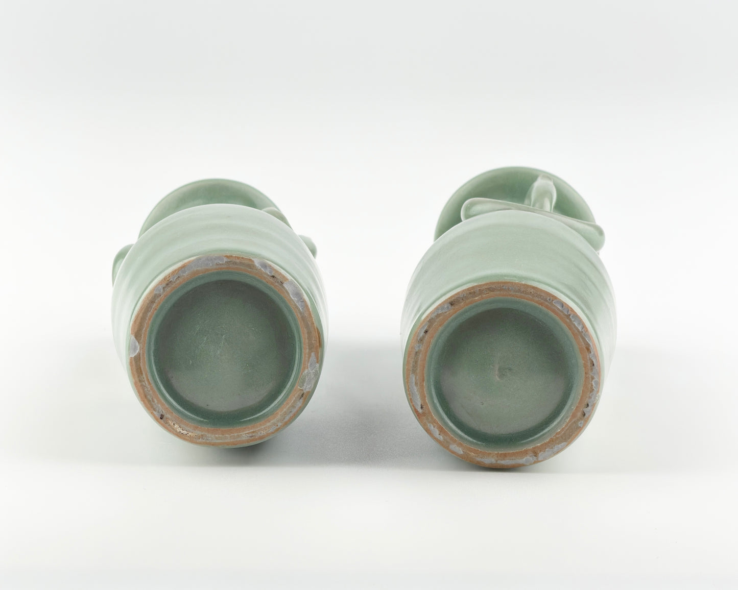 Pair of Celadon Vases with Double Handles, Song-Yuan Dynasty