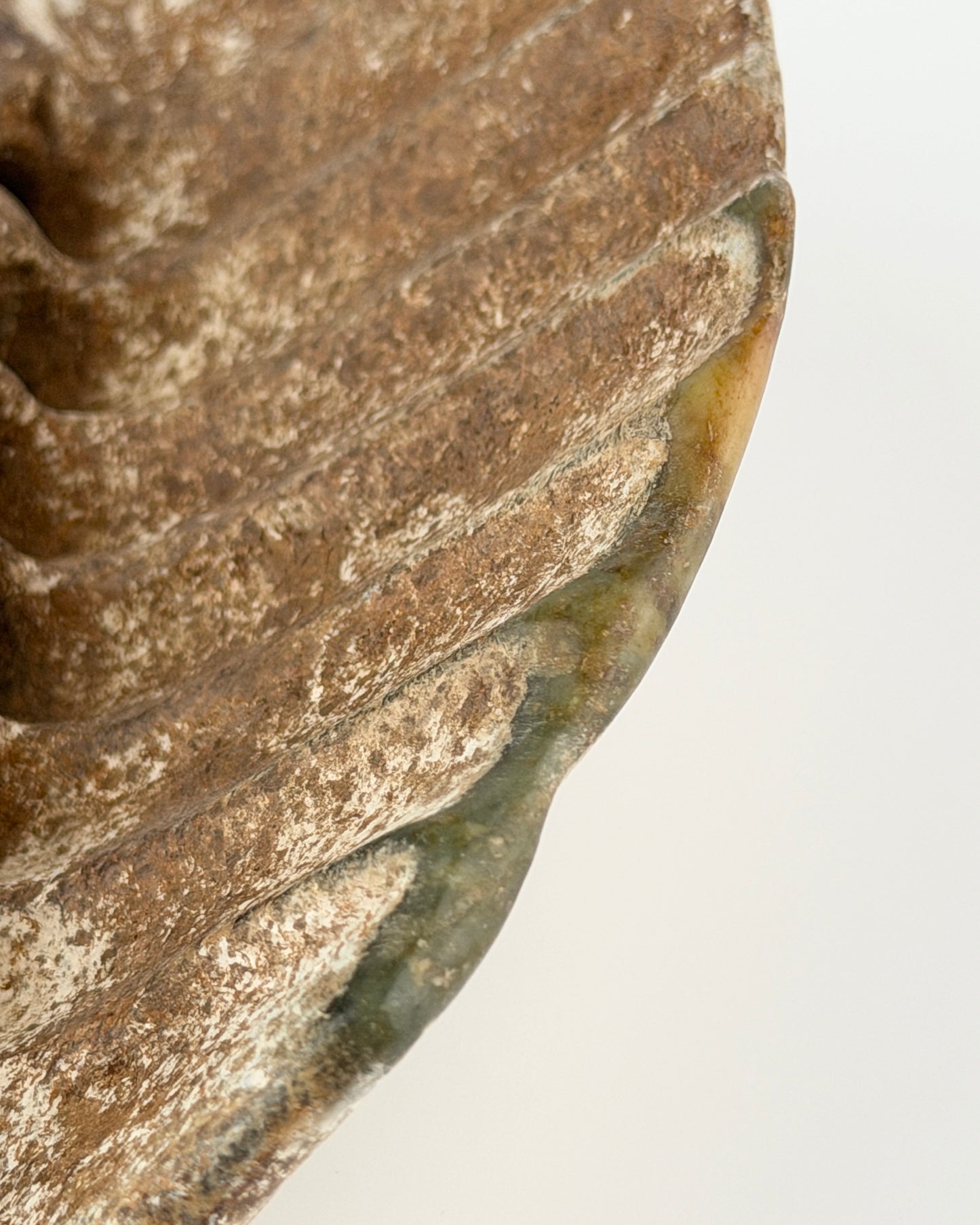 Rare Calcified Jade Carving of 'Tortoise Shell' presumably Neolithic Period, Hongshan Culture