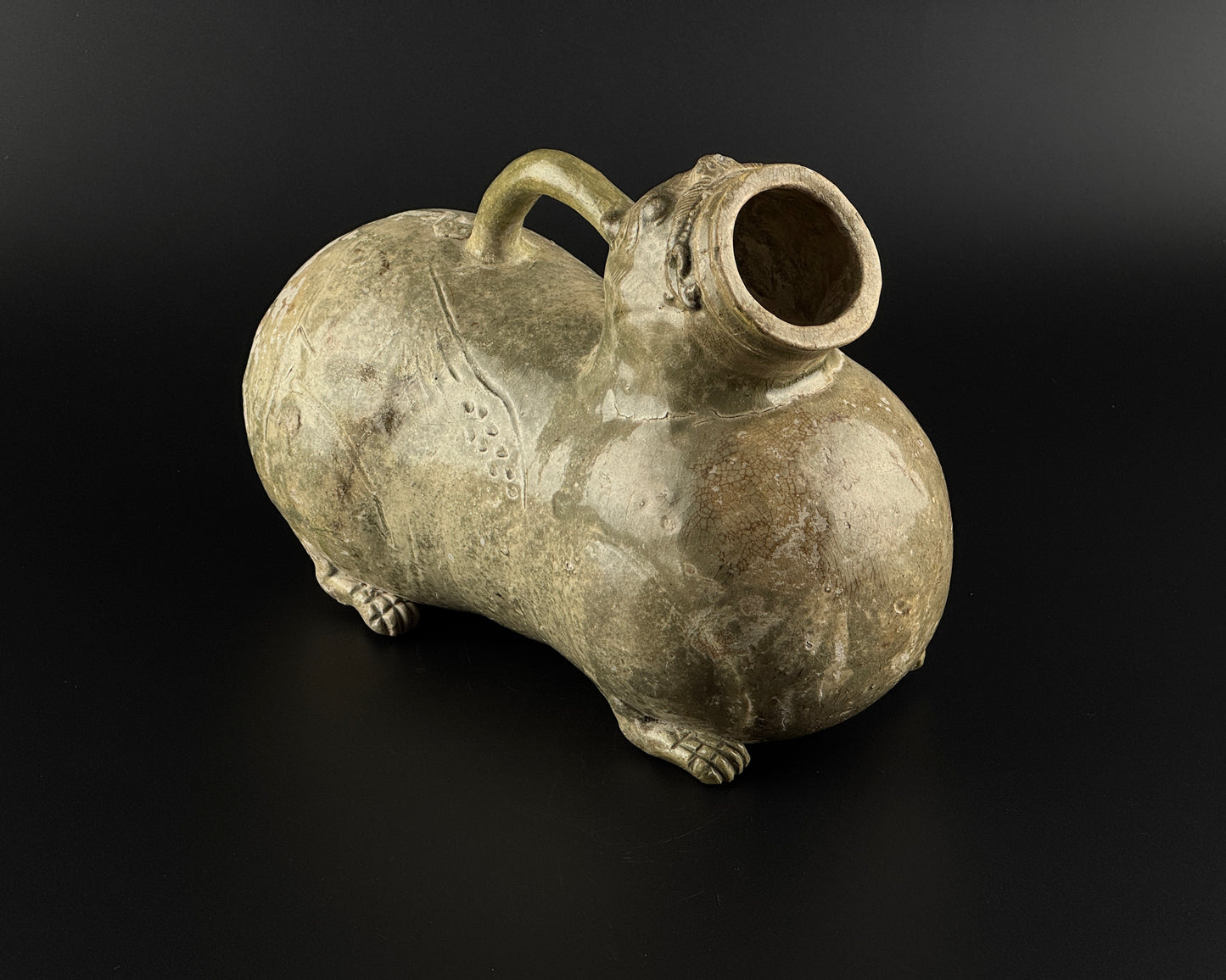 Rare Yue Celadon-Glazed Figural Vessel, Western Jin dynasty (265-420)