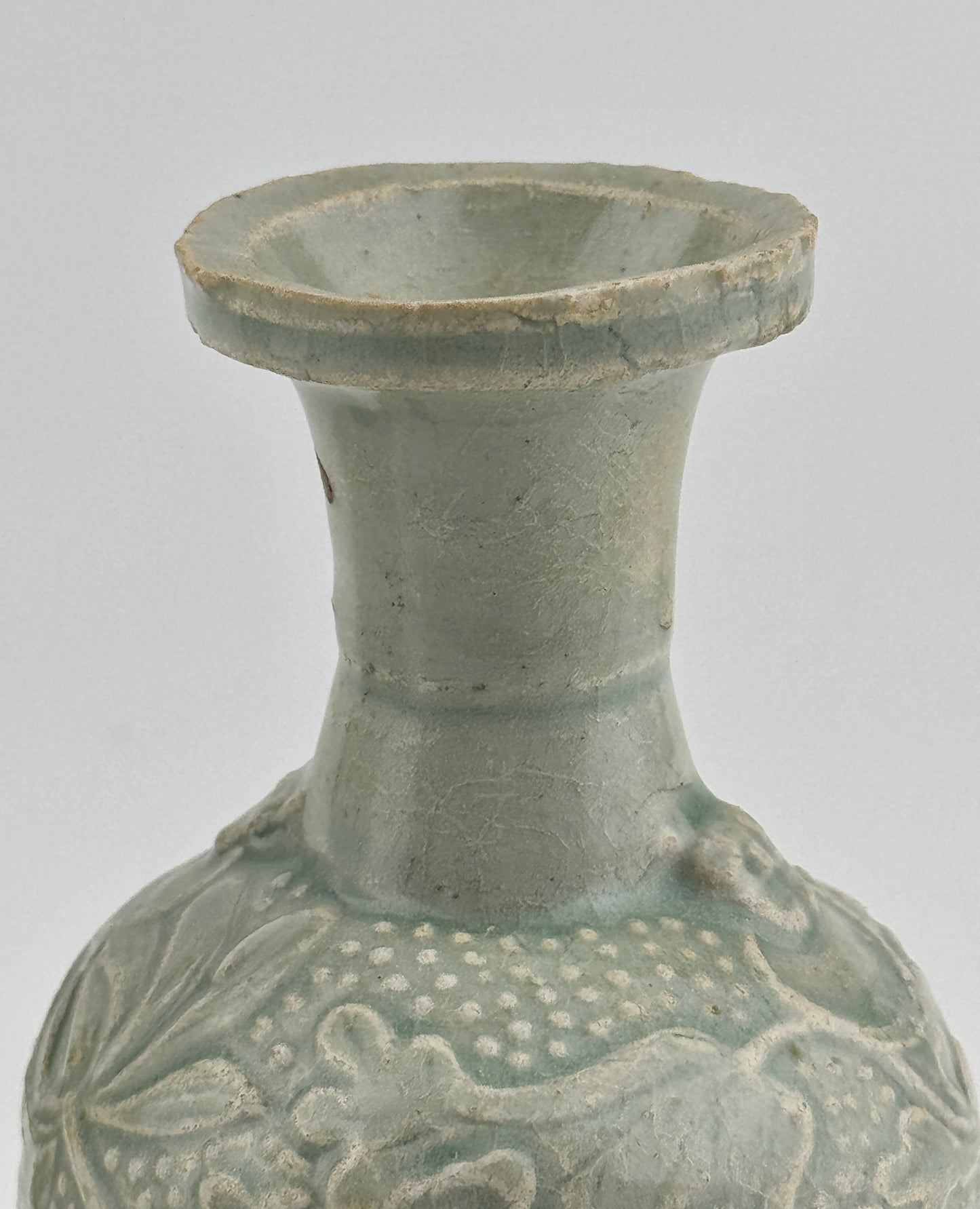 Two white ware vases with flower design, Yuan Dynasty, 14th century