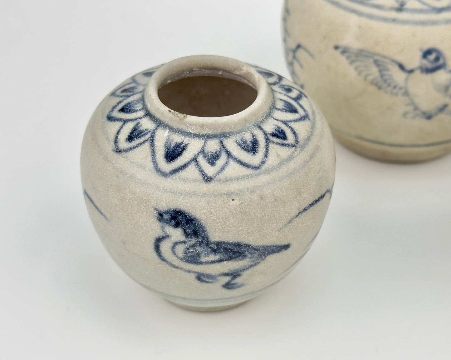 Three Annamese Small Jars with bird design, 15th century, Le Dynasty