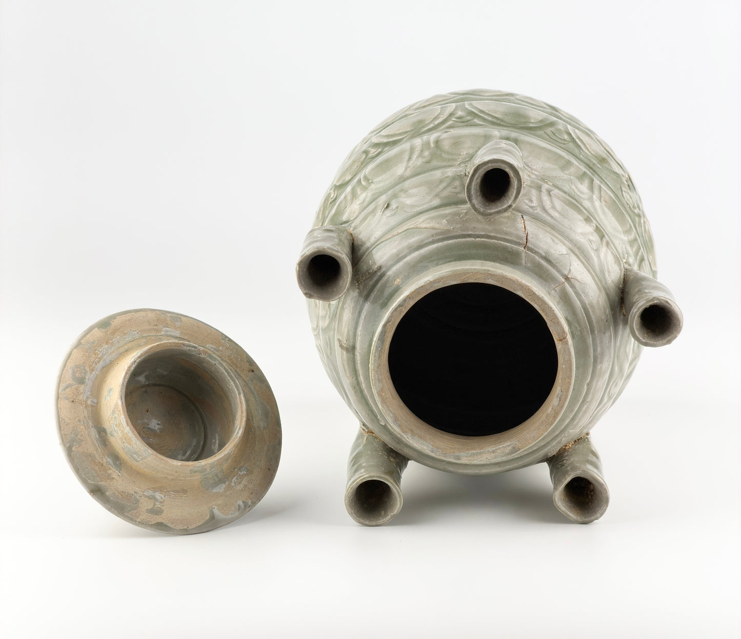 Longquan Celadon Five-Spouted Jar, Five Dynasties/Song Dynasty