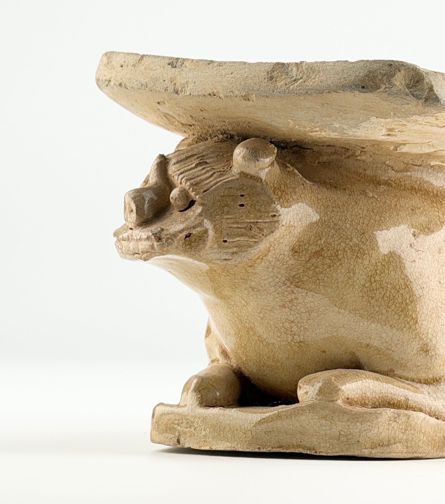 CHANGSHA WARE, RARE LION FIGURINE PILLOW, TANG DYNASTY