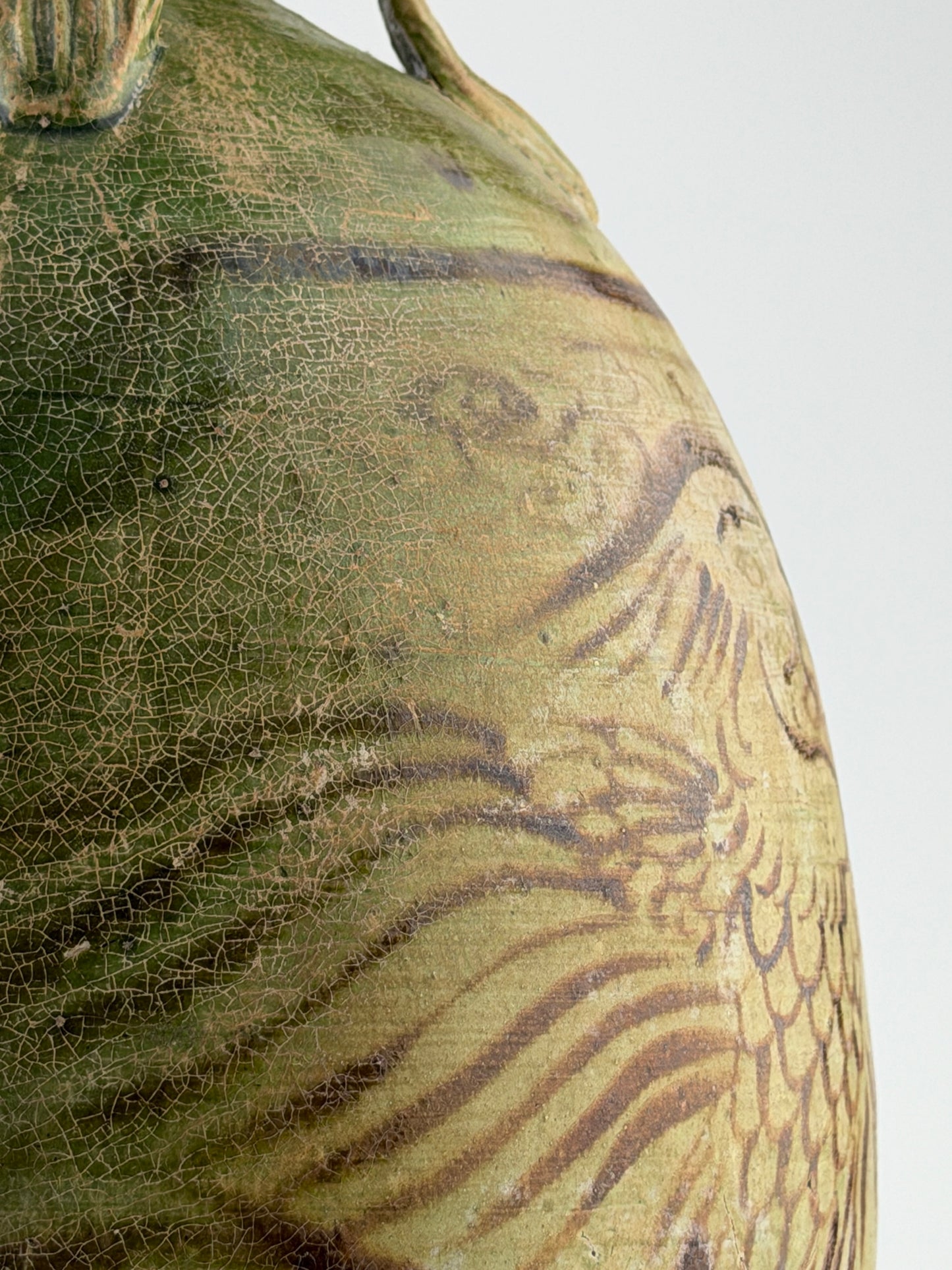 Rare Green-glazed Pottery Amphora with Brown glazed Phoenix, Liao Dynasty