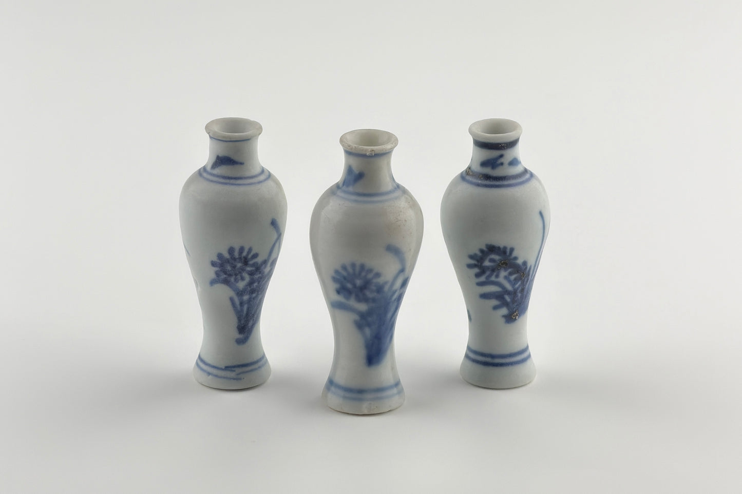 Three Blue and White Miniature Vases, C 1725, Qing Dynasty, Yongzheng Era