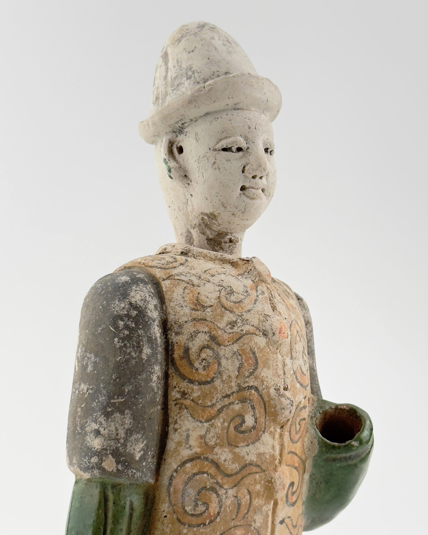 Rare Figure of an Attendant Wearing Swirling Pattern Vest, Ming Dynasty(1368-1644)