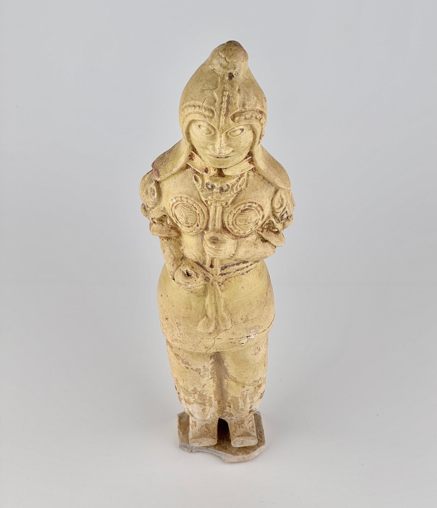 Large Straw Glazed Pottery Figure of a Solider, Sui to Tang Dynasty