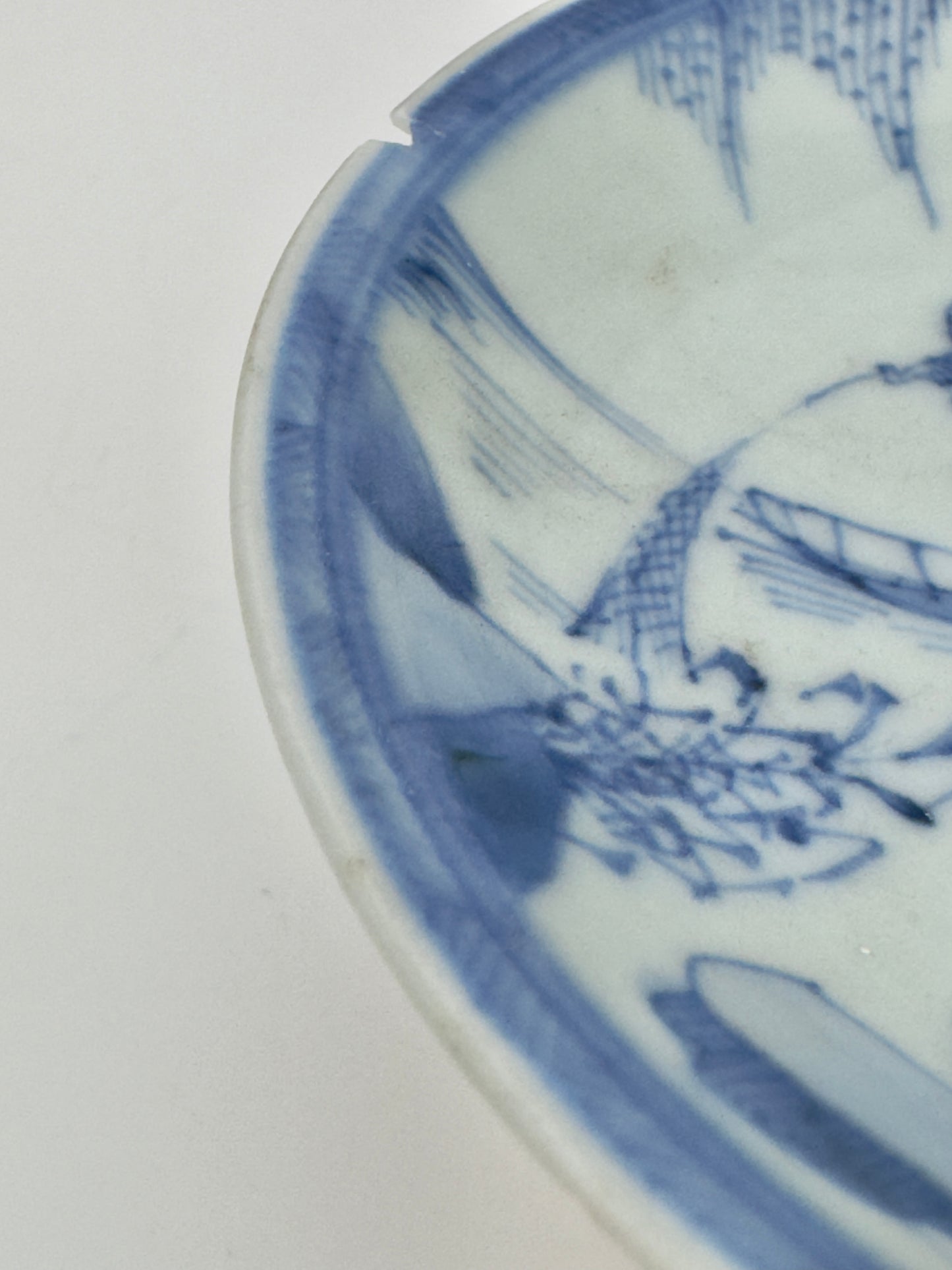 Fishing Scene Blue And White Saucer Circa 1725, Qing Dynasty, Yongzheng Reign