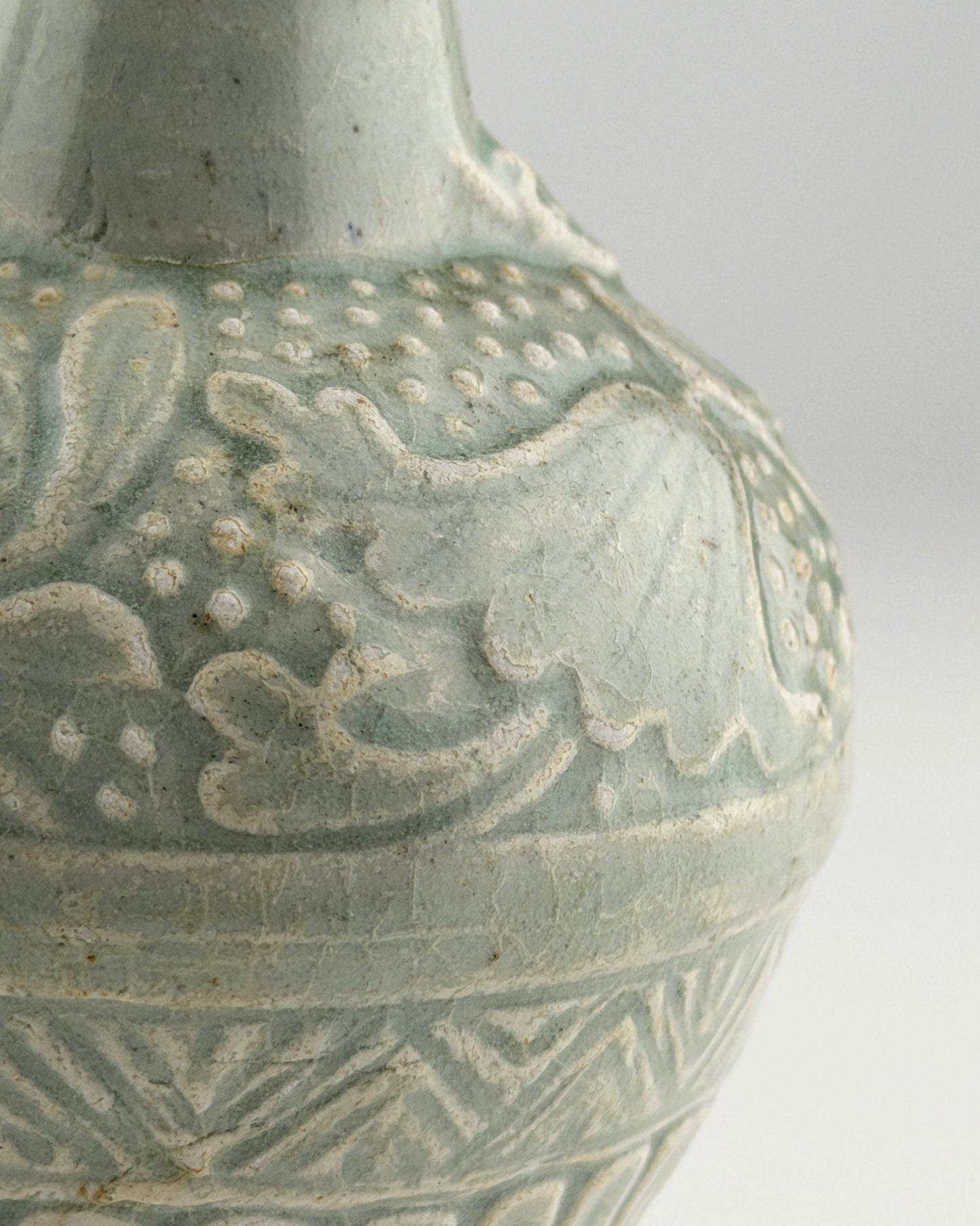 Two white ware vases with flower design, Yuan Dynasty, 14th century