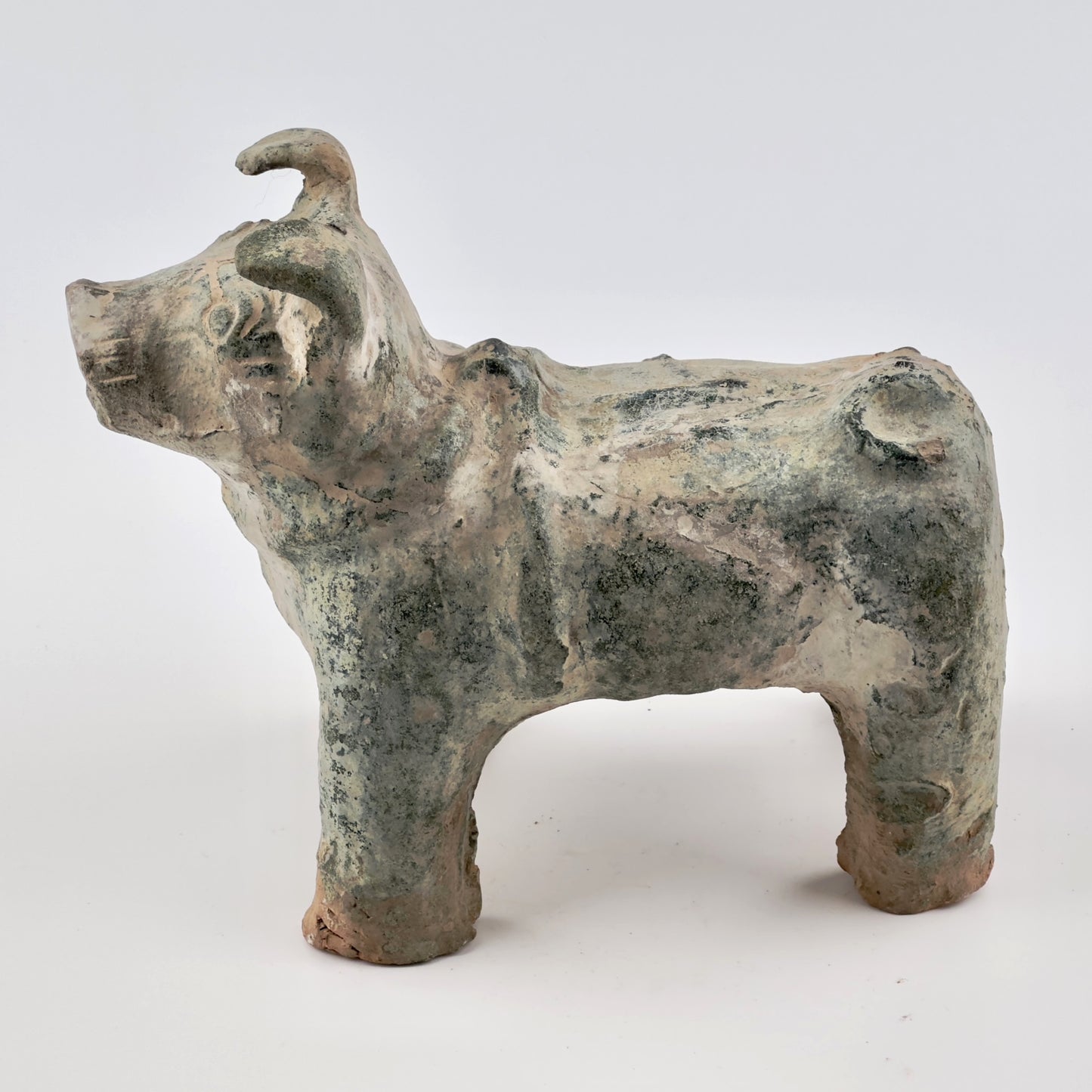 Green Glazed Red Pottery Figure of Dog, Han dynasty (206 BC-220 AD)