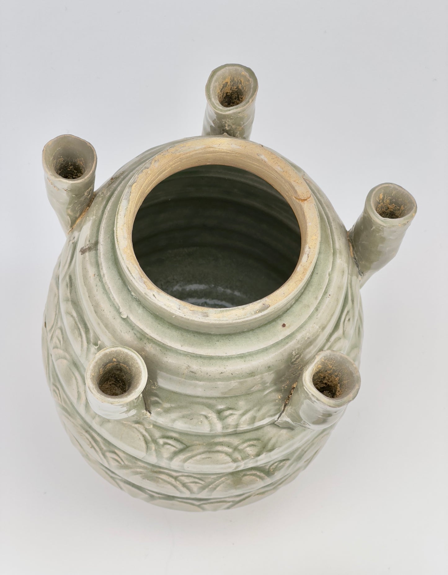 LONGQUAN CELADON FIVE-SPOUTED JAR, SONG DYNASTY (AD 960-1279)