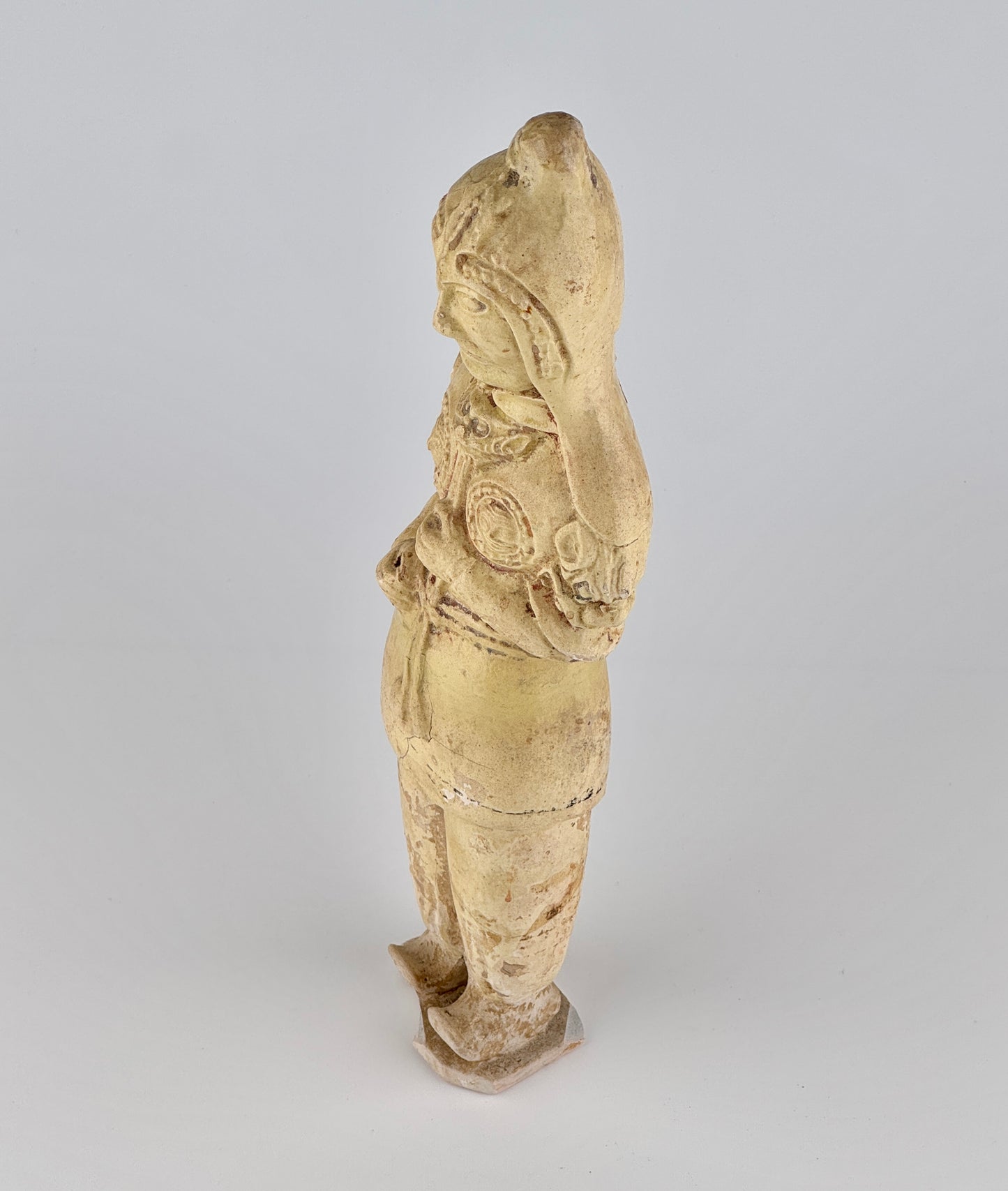 Large Straw Glazed Pottery Figure of a Solider, Sui to Tang Dynasty