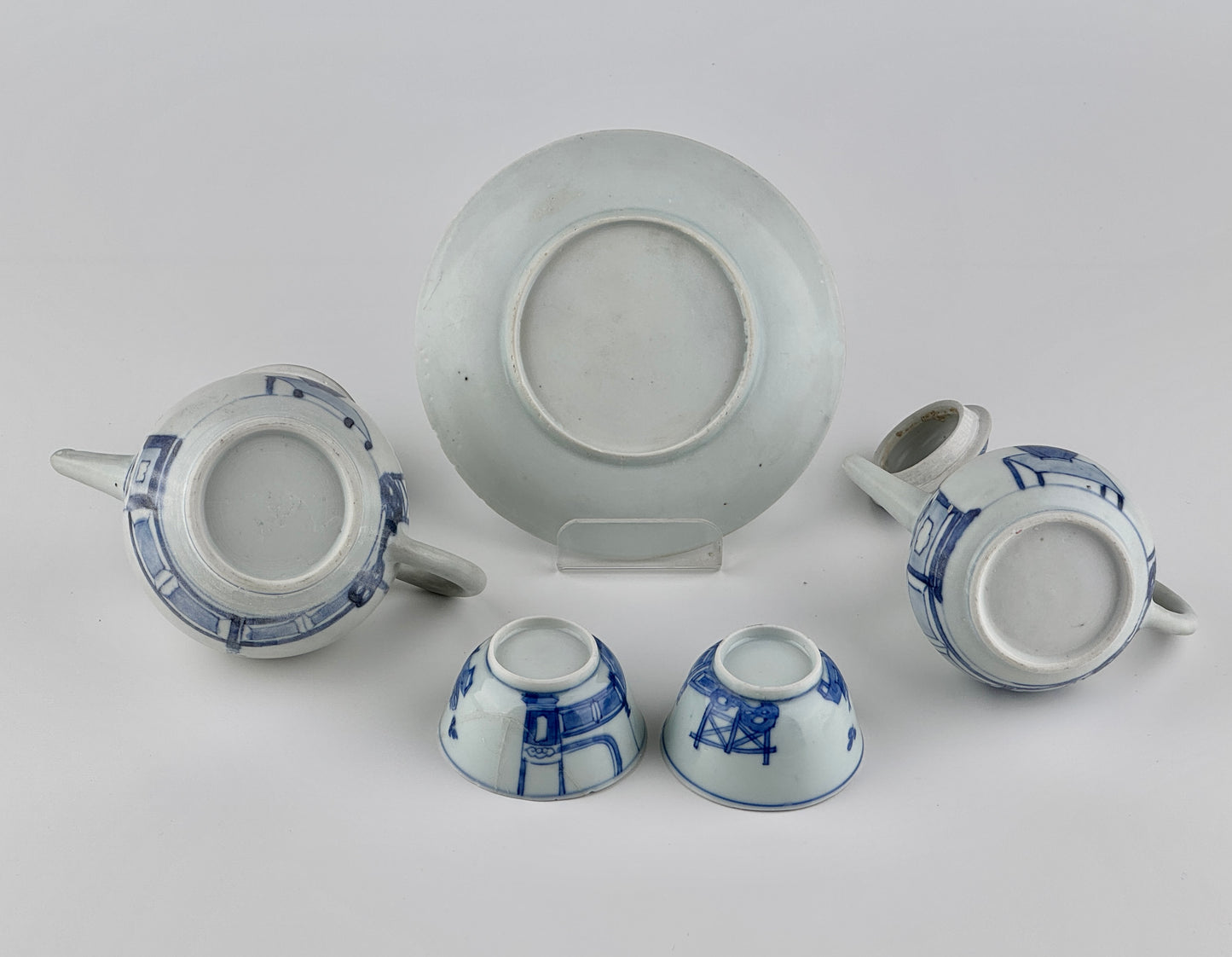 Imari Pavilion Pattern Blue And White Tea Set C 1725, Qing Dynasty, Yongzheng Reign