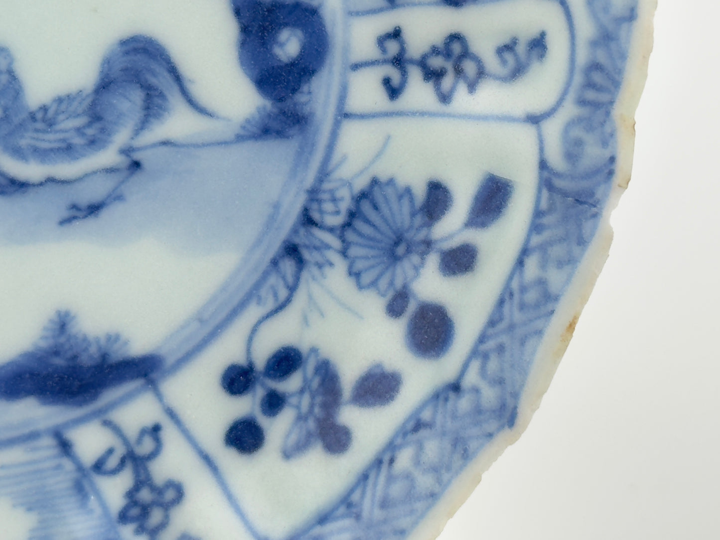 Chicken Pattern Blue and White Saucer c 1725, Qing Dynasty, Yongzheng Era