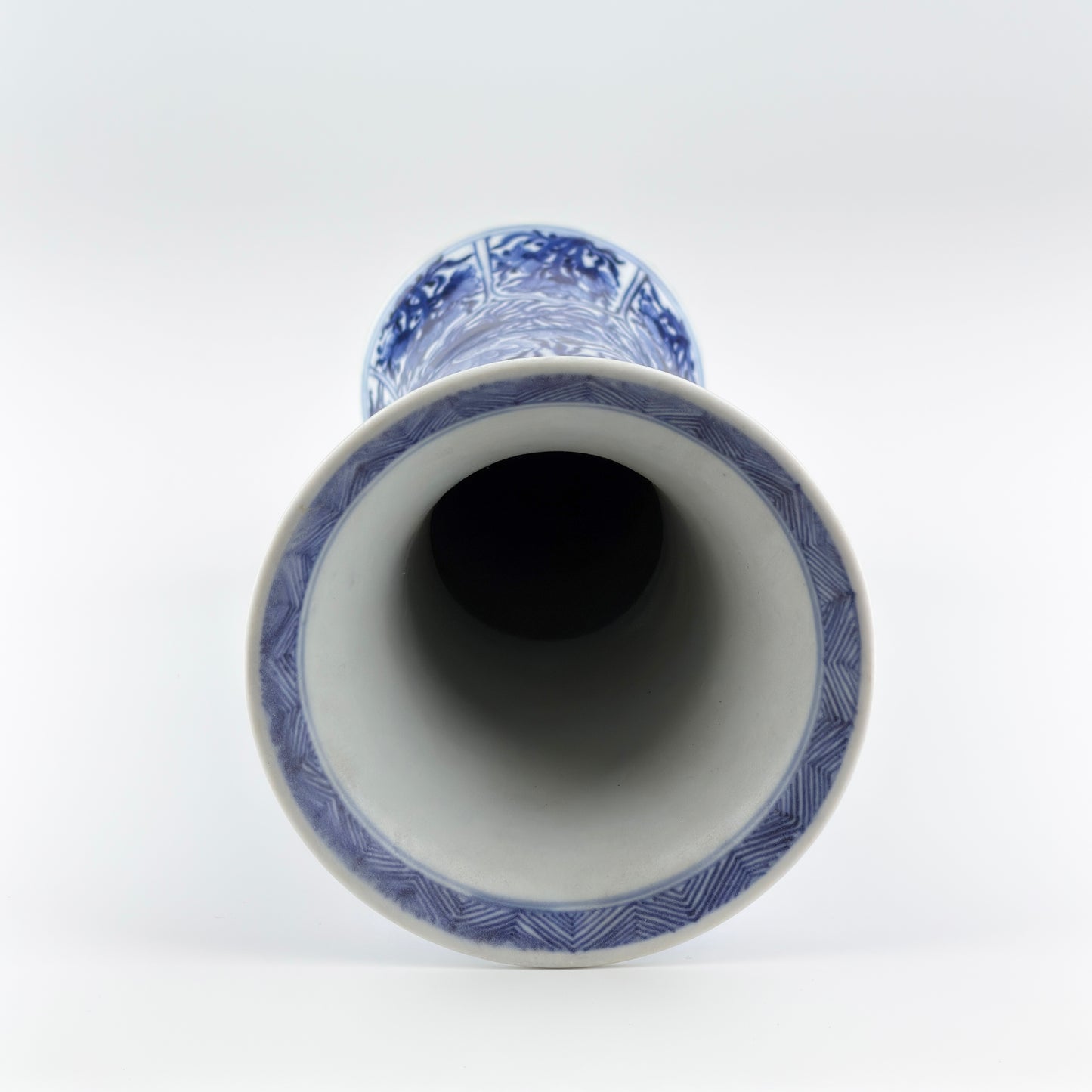 ANCIENT GU BLUE AND WHITE SHAPE VASE, QING DYNASTY, KANGXI ERA, CIRCA 1690