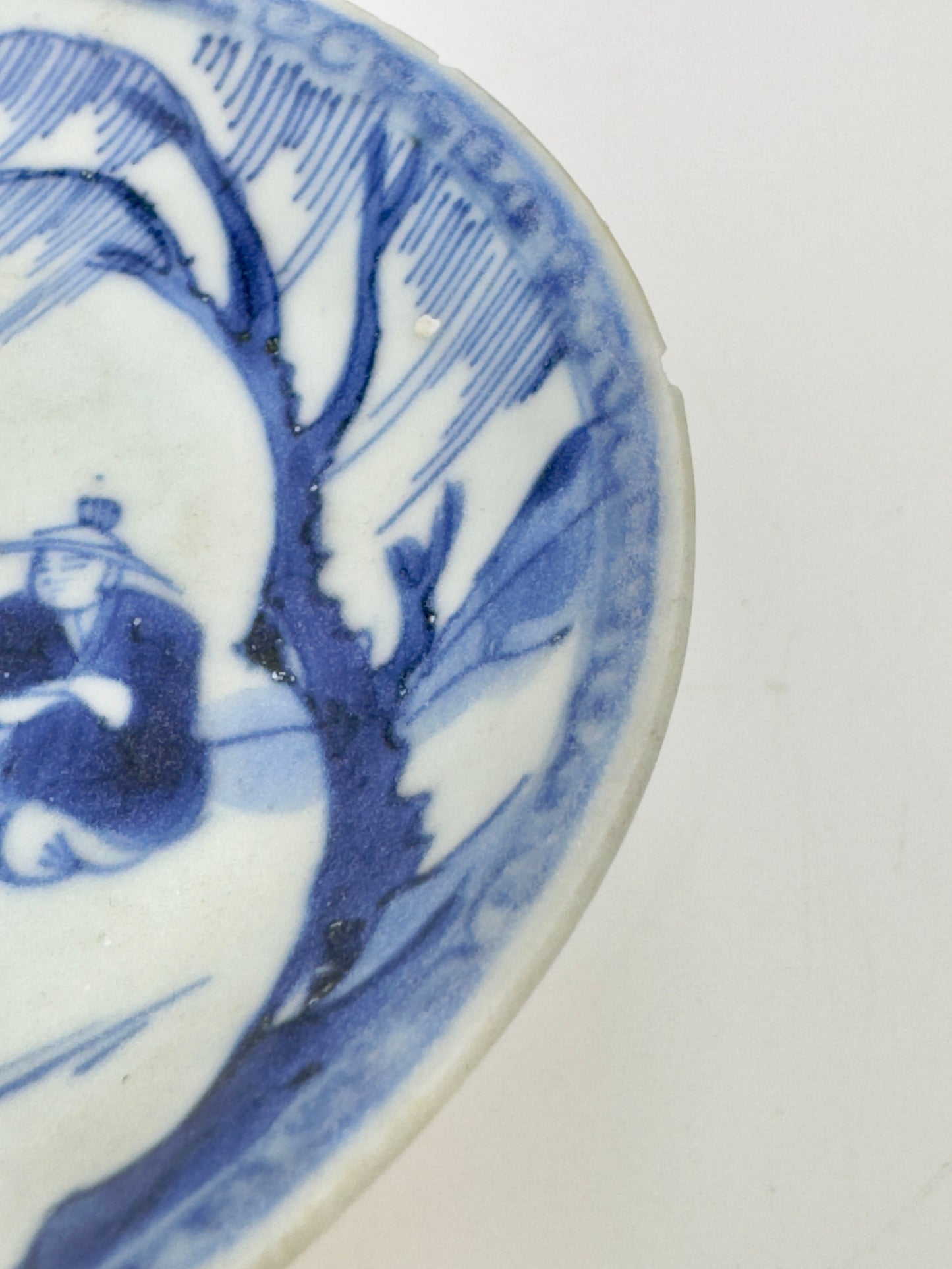 Pastoral Scene Blue And White Saucer Circa 1725, Qing Dynasty, Yongzheng Reign