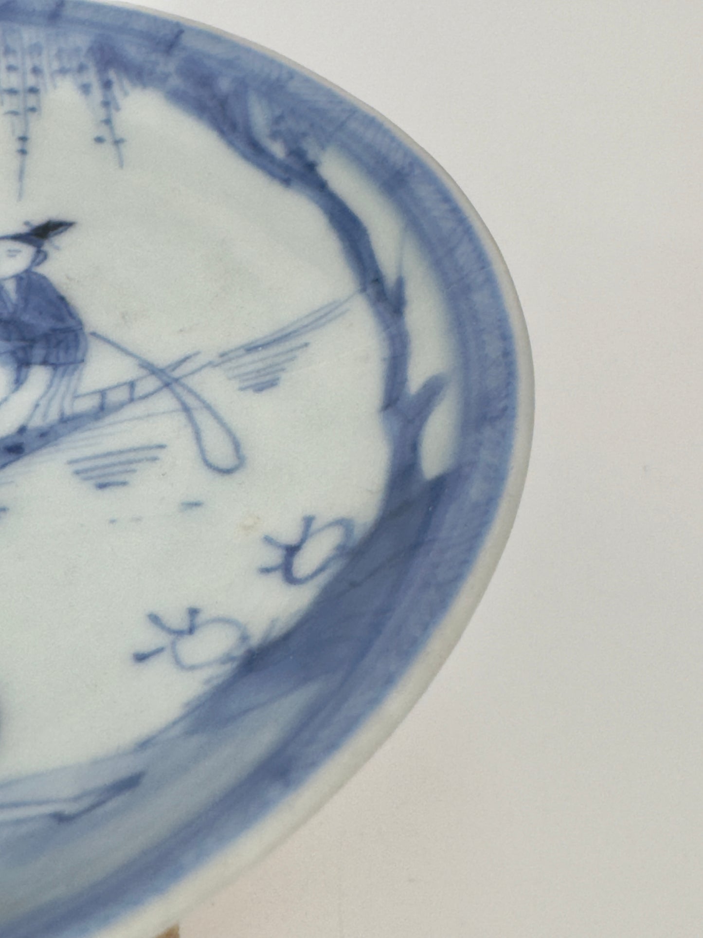 Fishing Scene Blue And White Saucer Circa 1725, Qing Dynasty, Yongzheng Reign