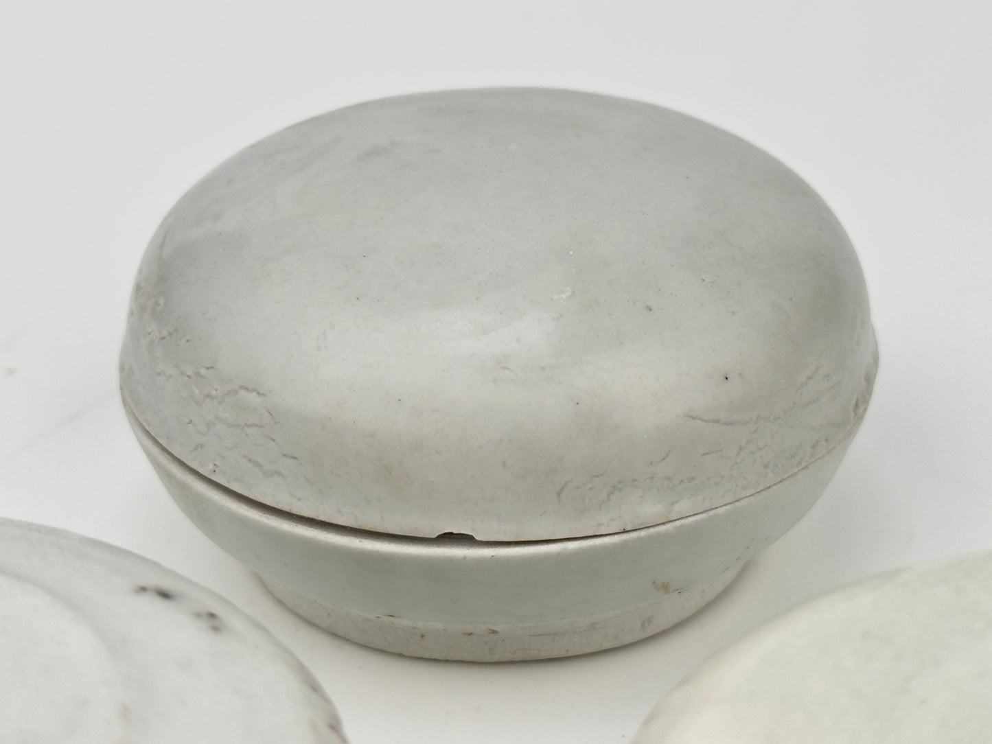 Three Small White-glazed Circular Boxes and Coveres, Qing Dynasty, Kangxi Era, Circa 1690