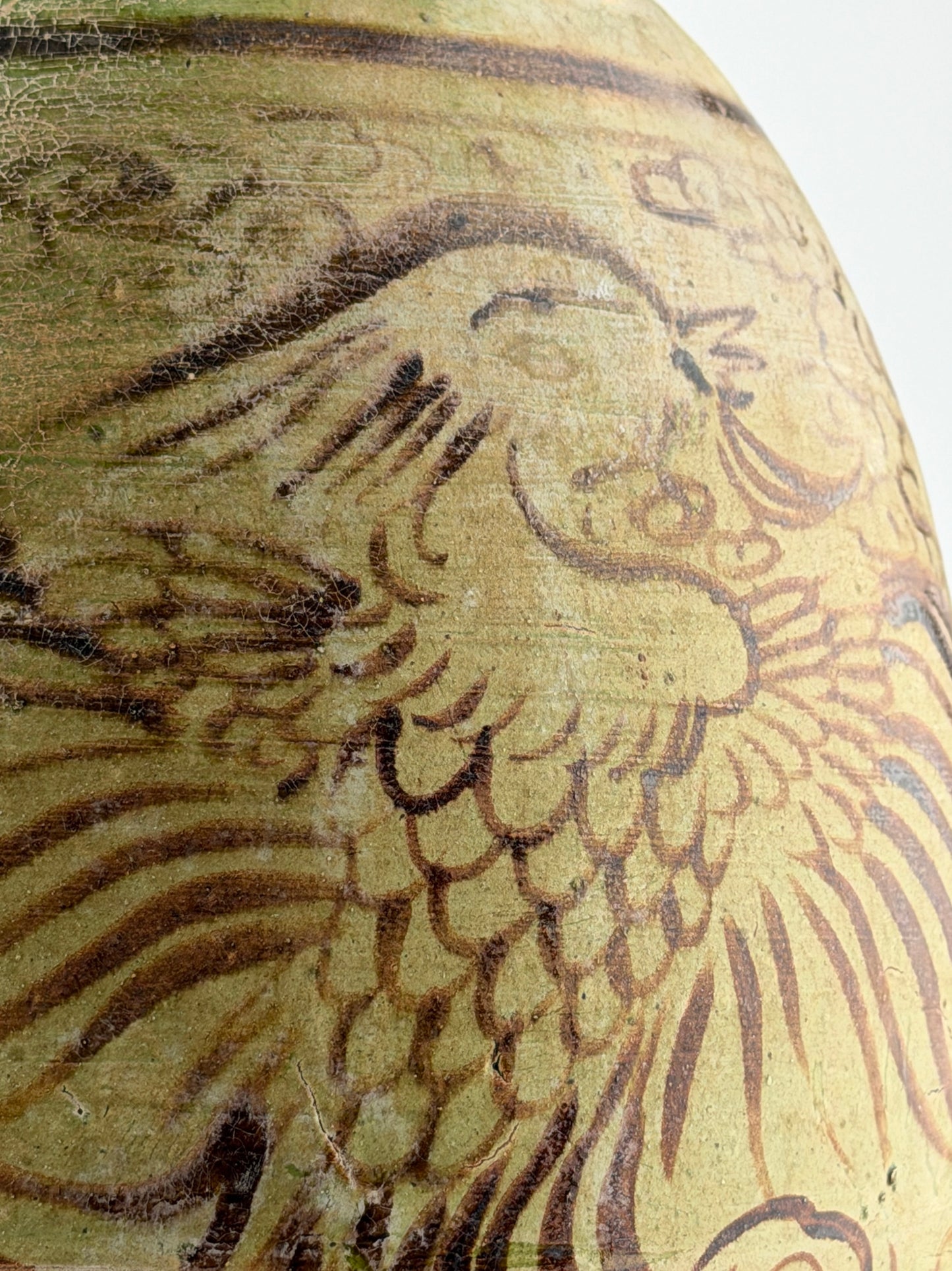 Rare Green-glazed Pottery Amphora with Brown glazed Phoenix, Liao Dynasty