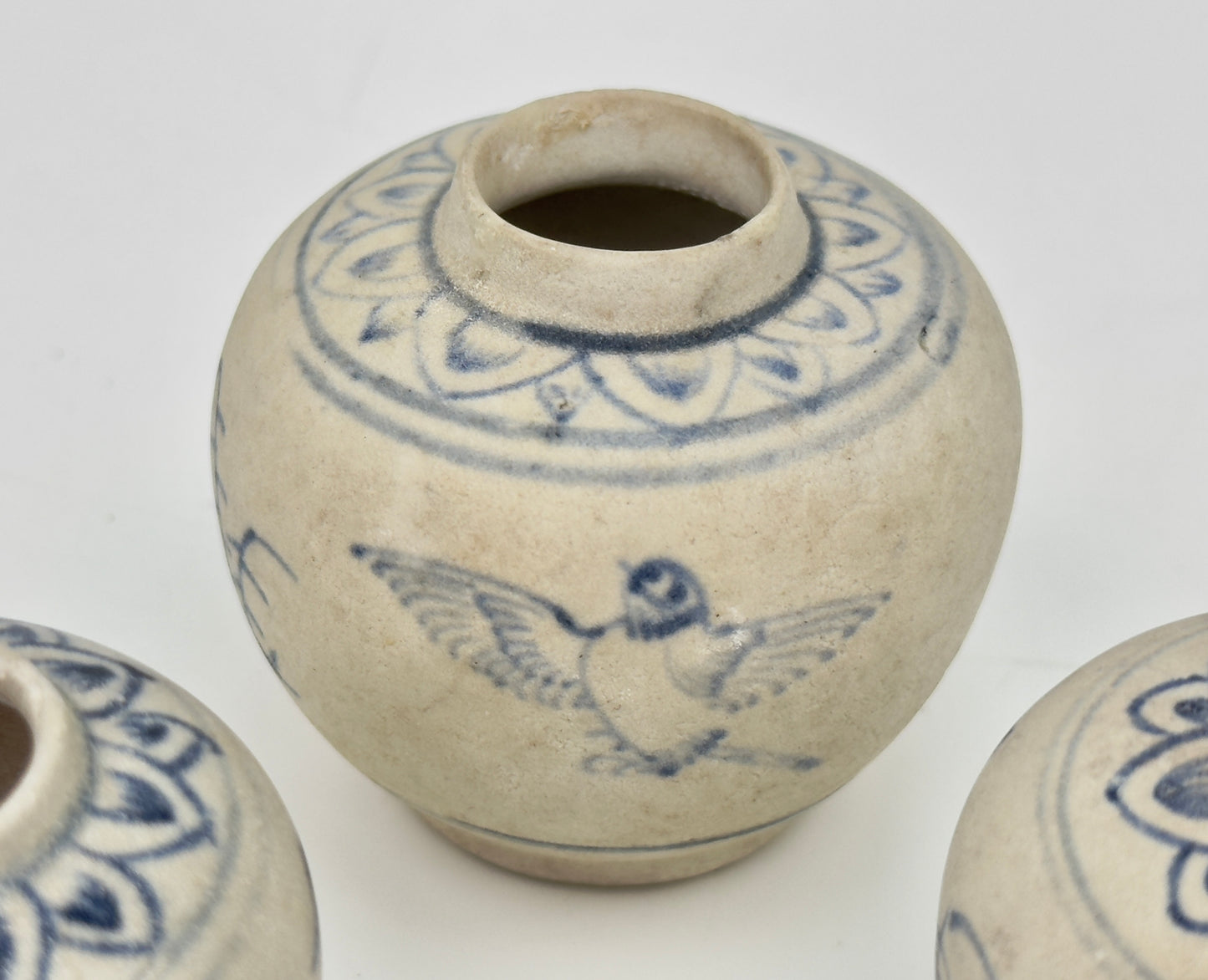 Three Annamese Small Jars with bird design, 15th century, Le Dynasty