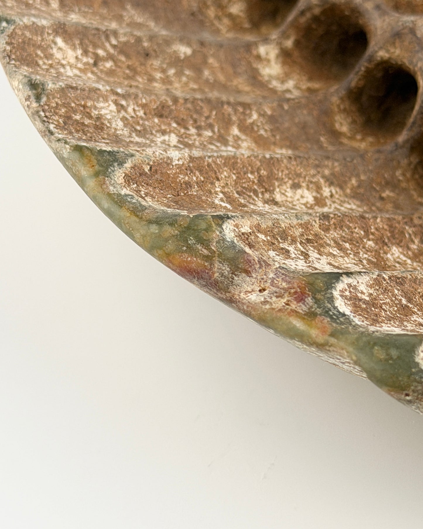 Rare Calcified Jade Carving of 'Tortoise Shell' presumably Neolithic Period, Hongshan Culture