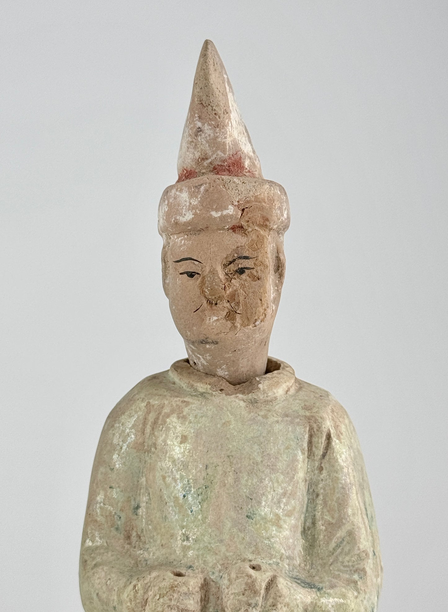 Standing Green Glazed Pottery Attendant Figures, Ming Period